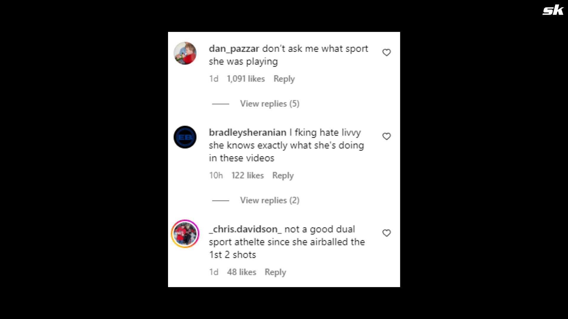 Fan Reactions: Trolling Olivia Dunne for her basketball practice video on Instagram.