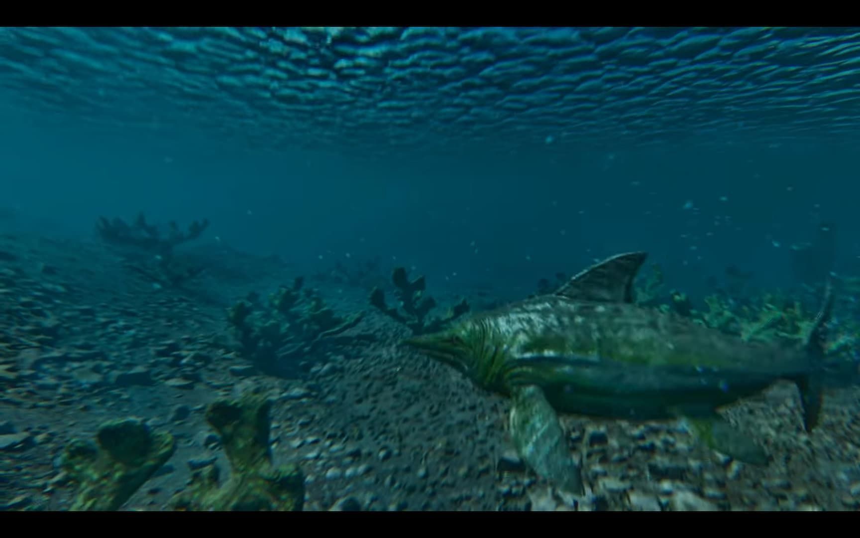 Ichthyosaurus can be found even in shallow waters in the ocean of Ark Survival Ascended (Image via Studio Wildcard)