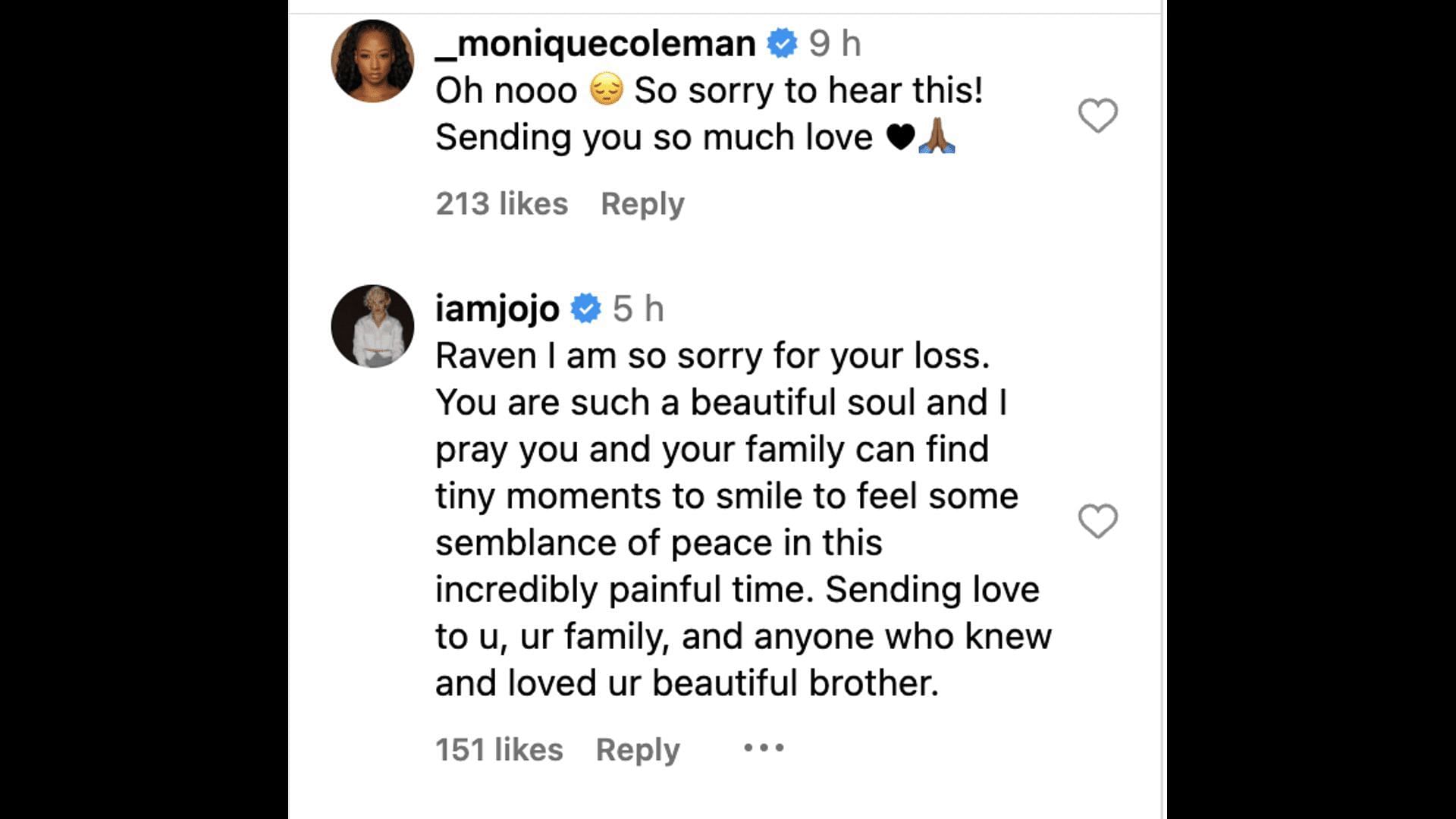 Social media users mourn the passing away of Raven&#039;s younger brother (Image via Instagram)