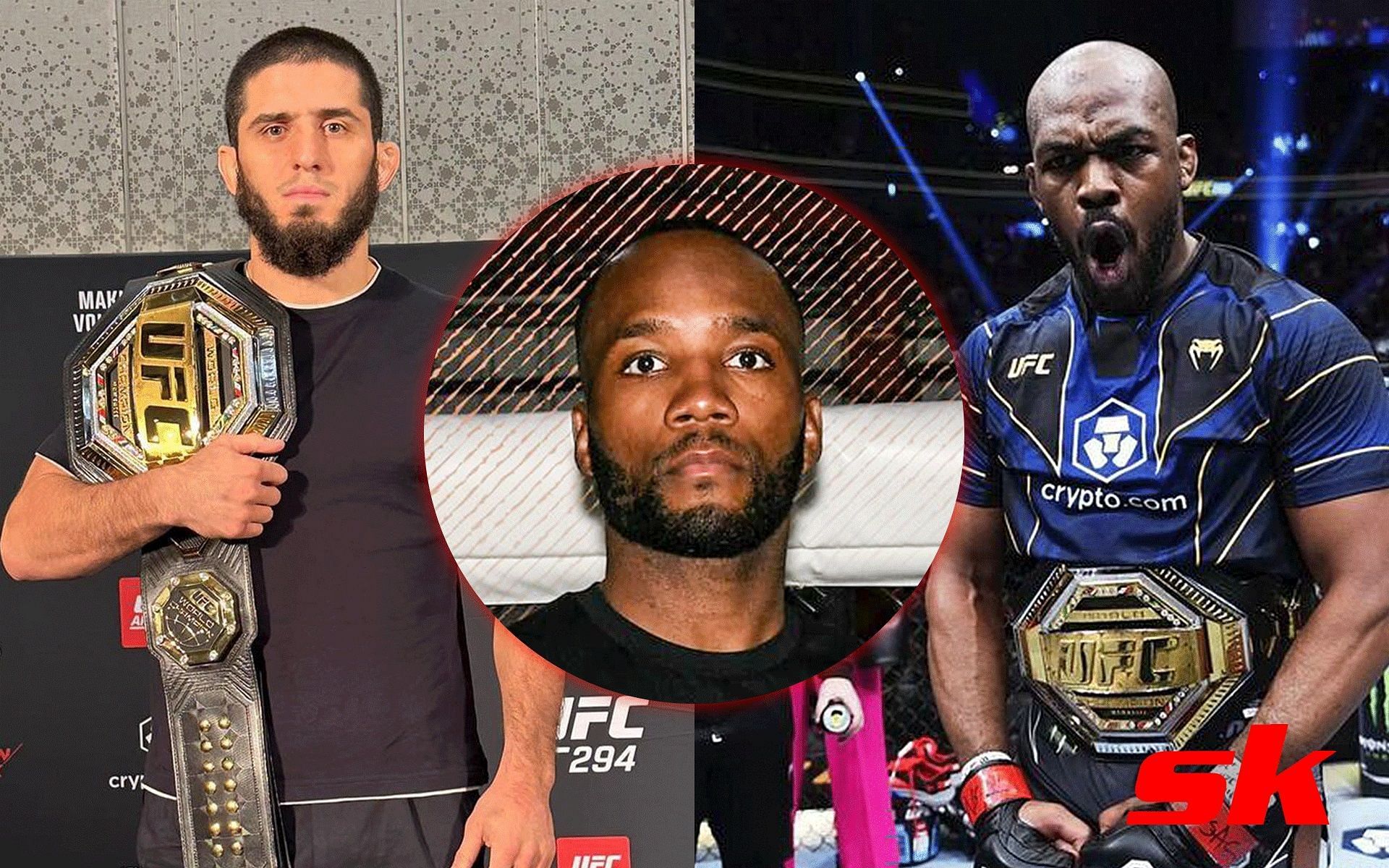 Leon Edwards (middle) kept out Islam Makhachev (left) and Jon Jones (right) from his top-five favorite current UFC champions list [Images courtesy: @leonedwardsmma and @islam_makhachev on Instagram, @ULTfightFANS on Twitter/X]