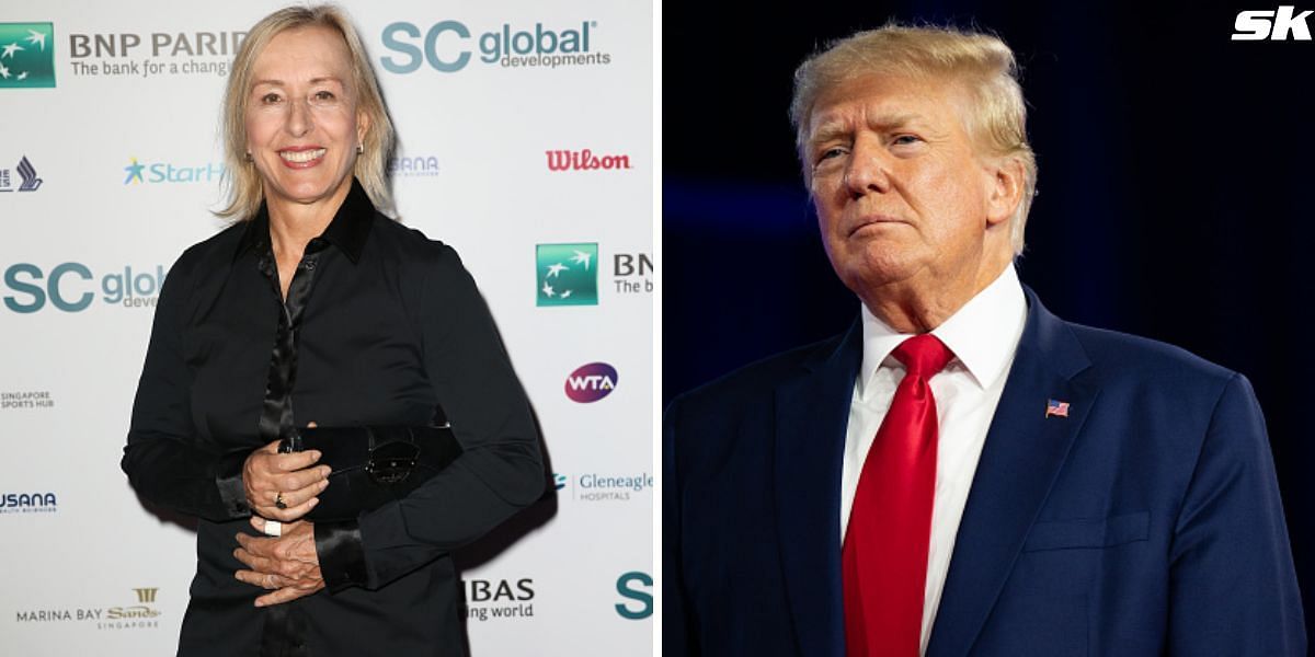 Martina Navratilova (L) and Donald Trump (R)