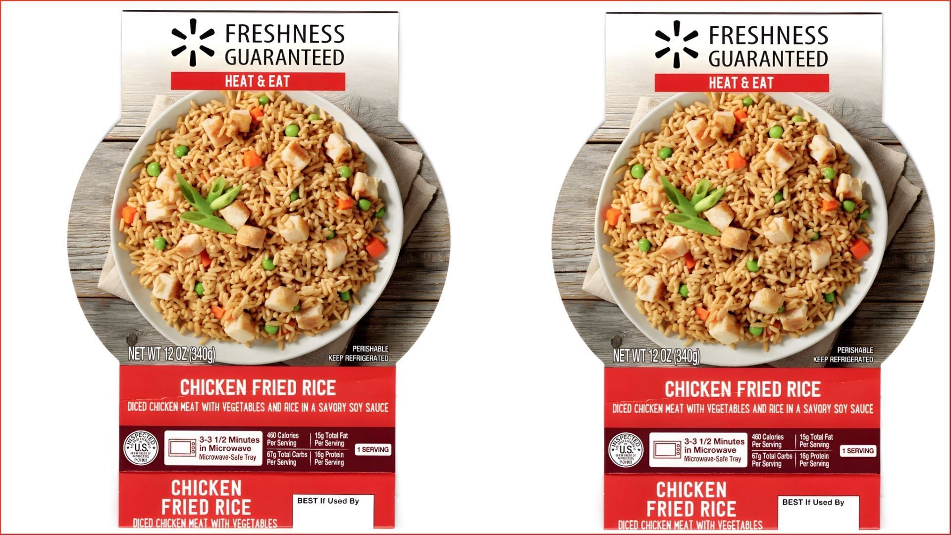 The recalled Fried Rice products were available in 12-oz trays (Image via FSIS)