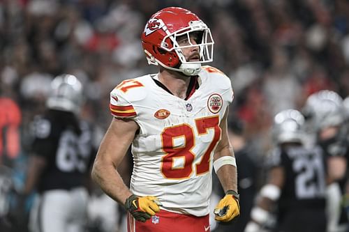 Travis Kelce during Kansas City Chiefs v Las Vegas Raiders