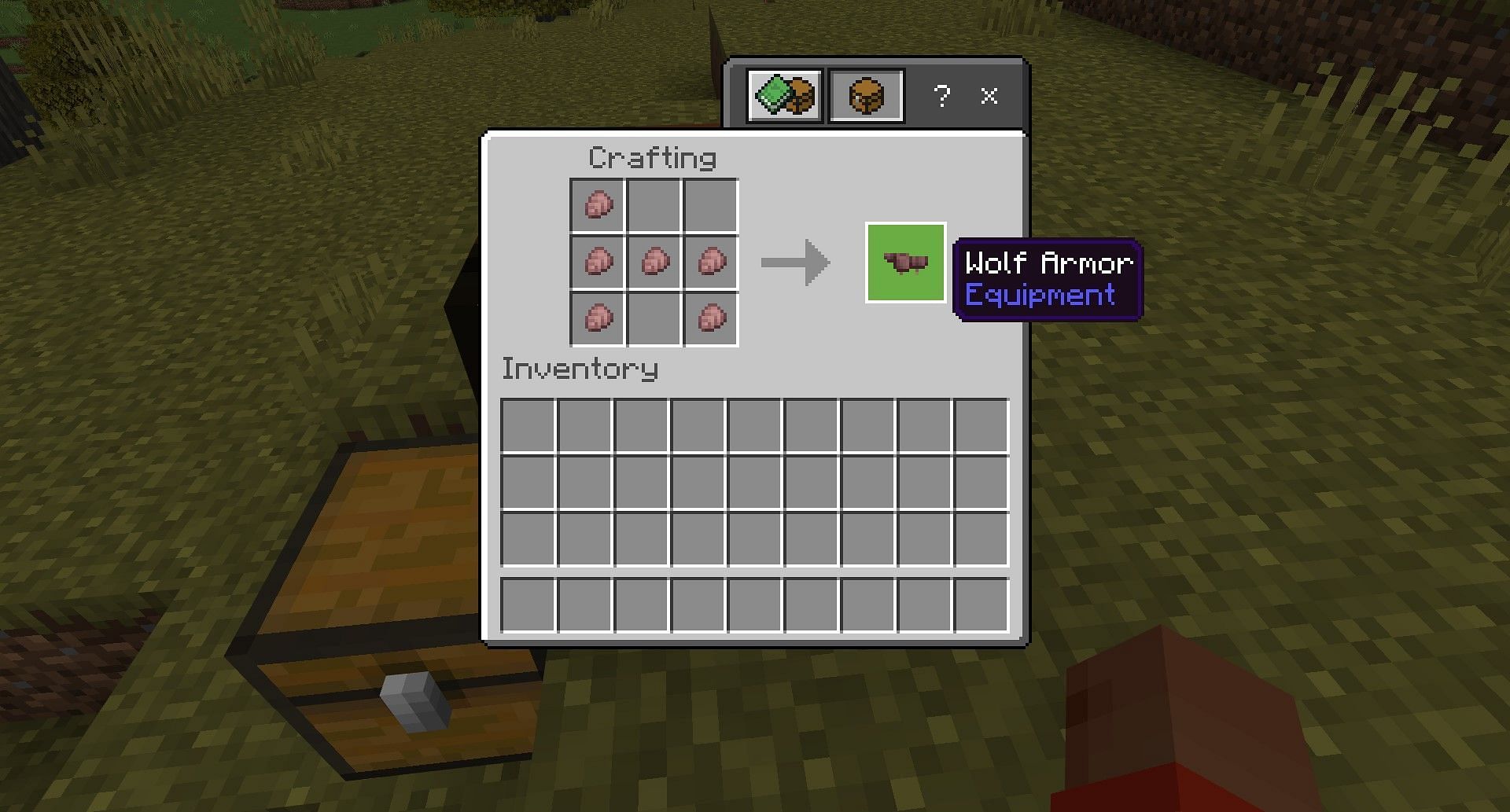 Wolf armor crafting recipe in Minecraft (Image via Mojang)