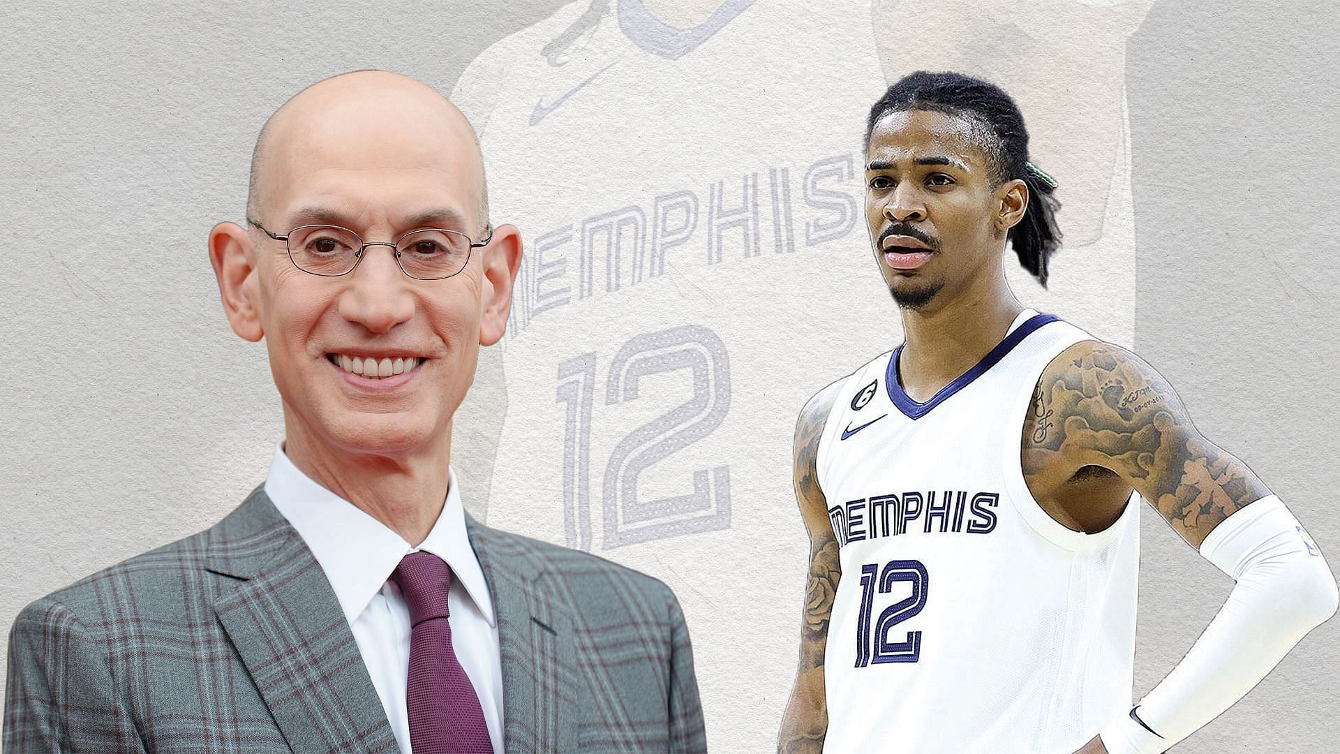 Adam Silver and Ja Morant (right)