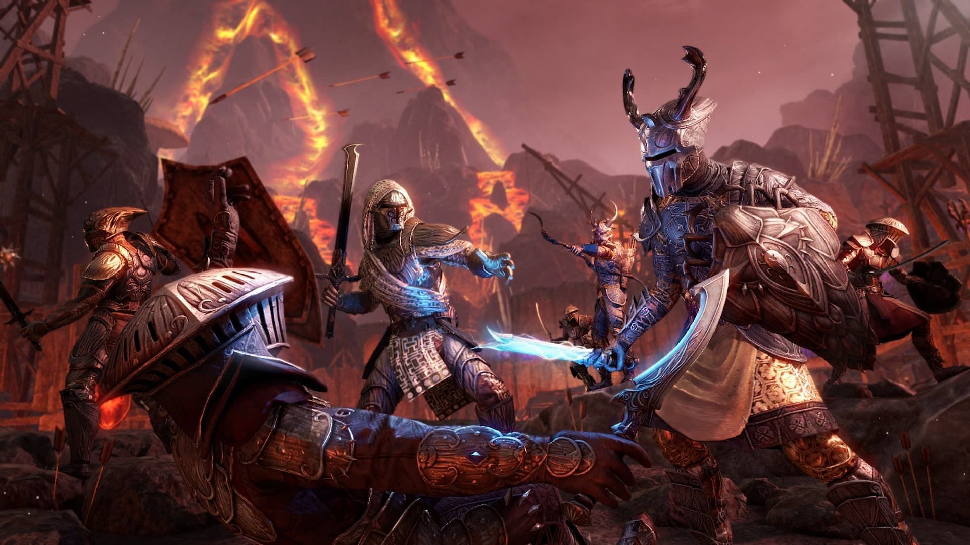 Players battling each other in The Elder Scrolls Online Battlegrounds