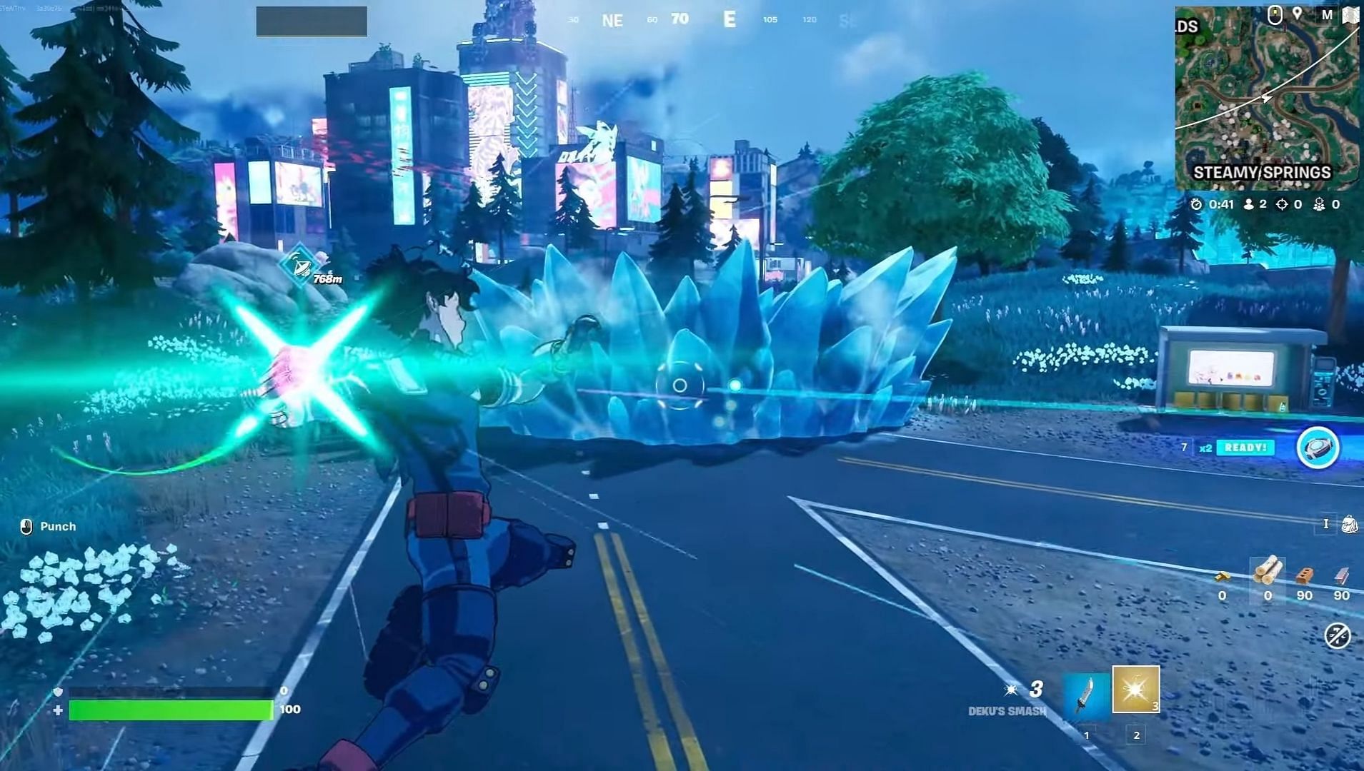 Using the Deku Smash in-game (Image via Epic Games)