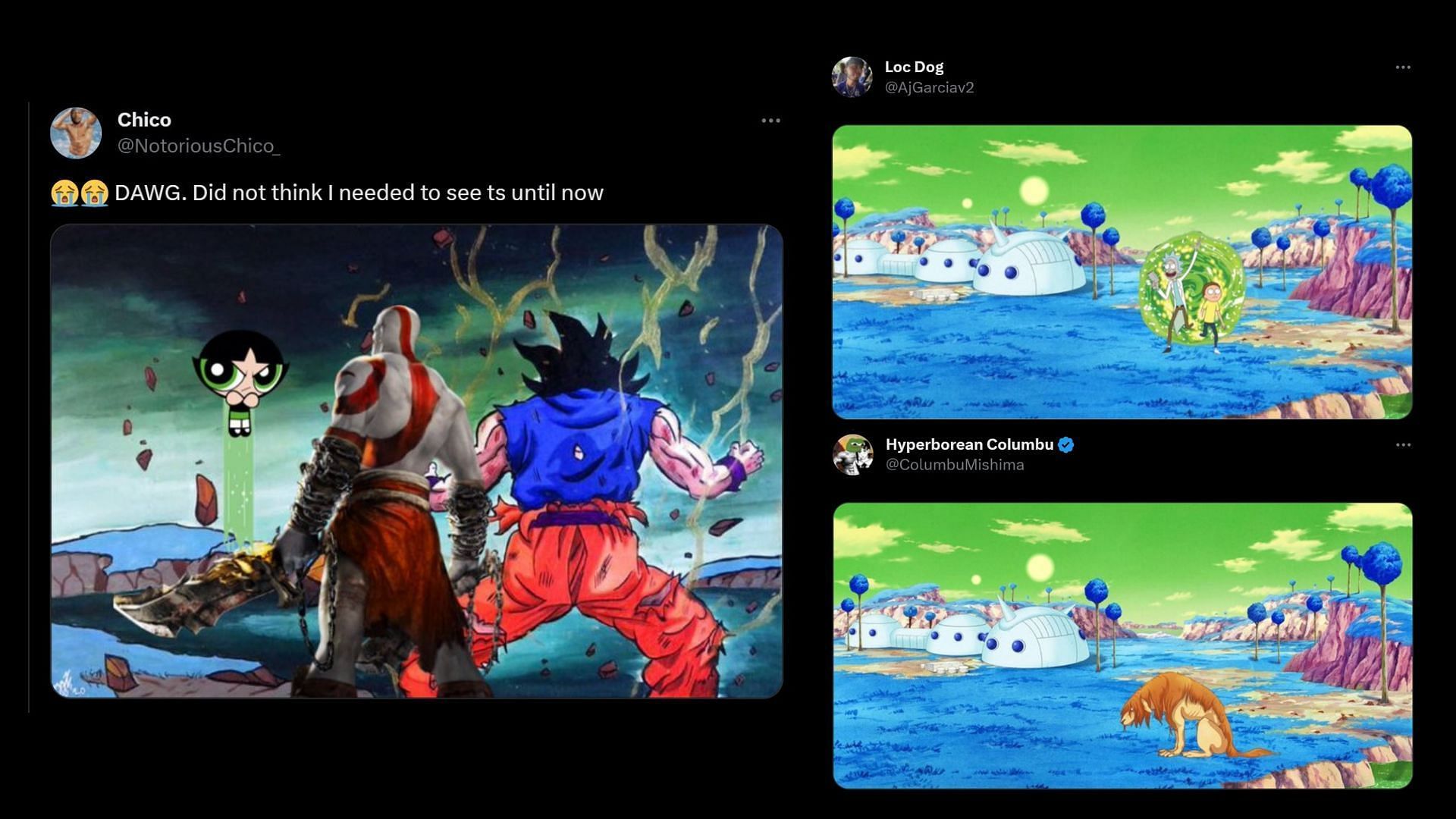 Screenshot of fans&#039; iterations of the Namek meme trend (Image via Sportskeeda/X)