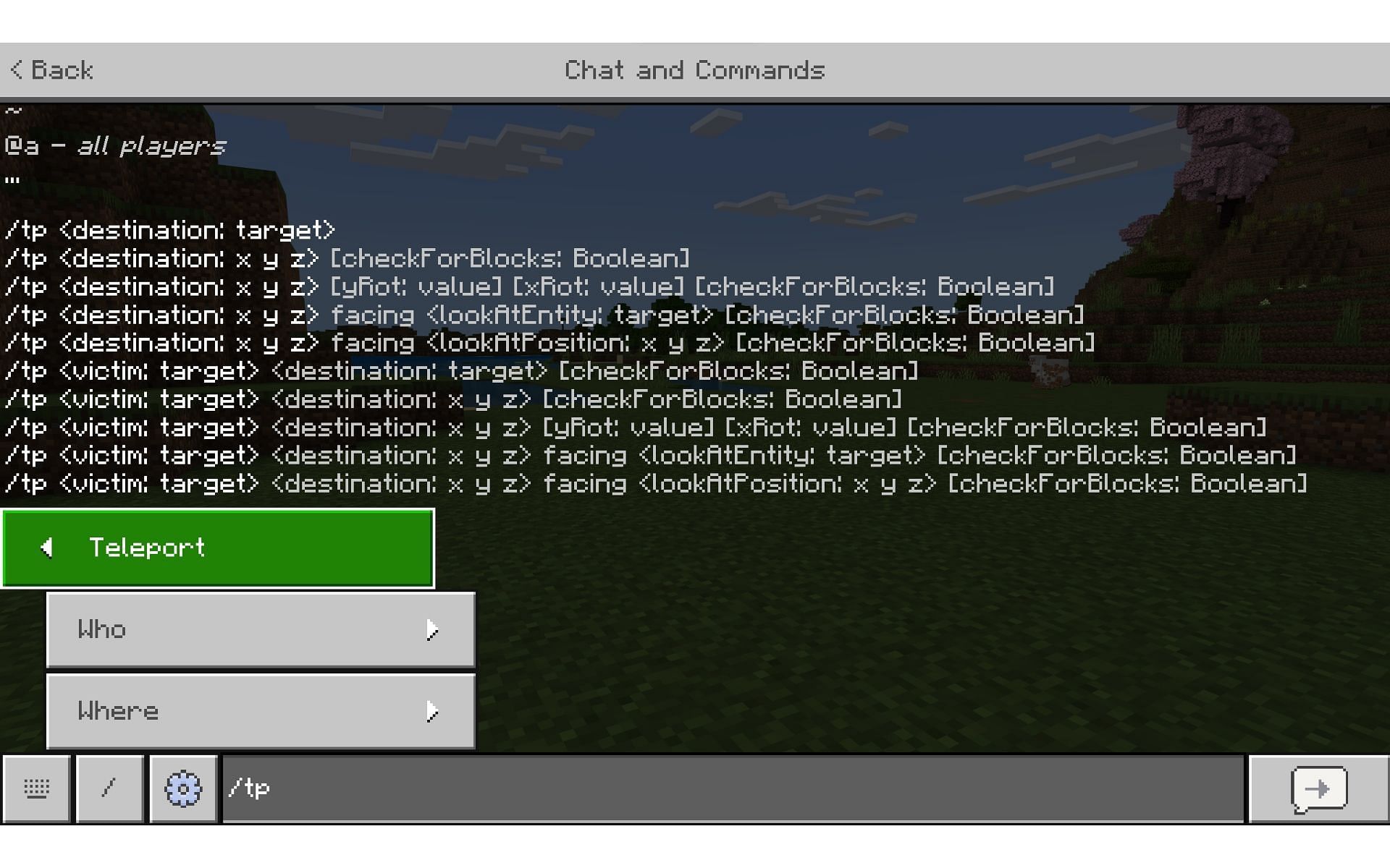 The teleport command can get players where they need to go (Image via Mojang)