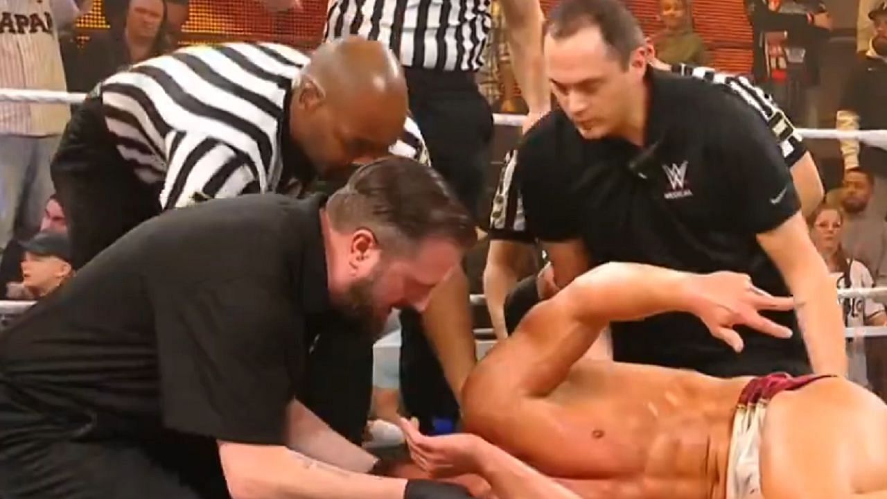 The superstar was strapped to a stretcher