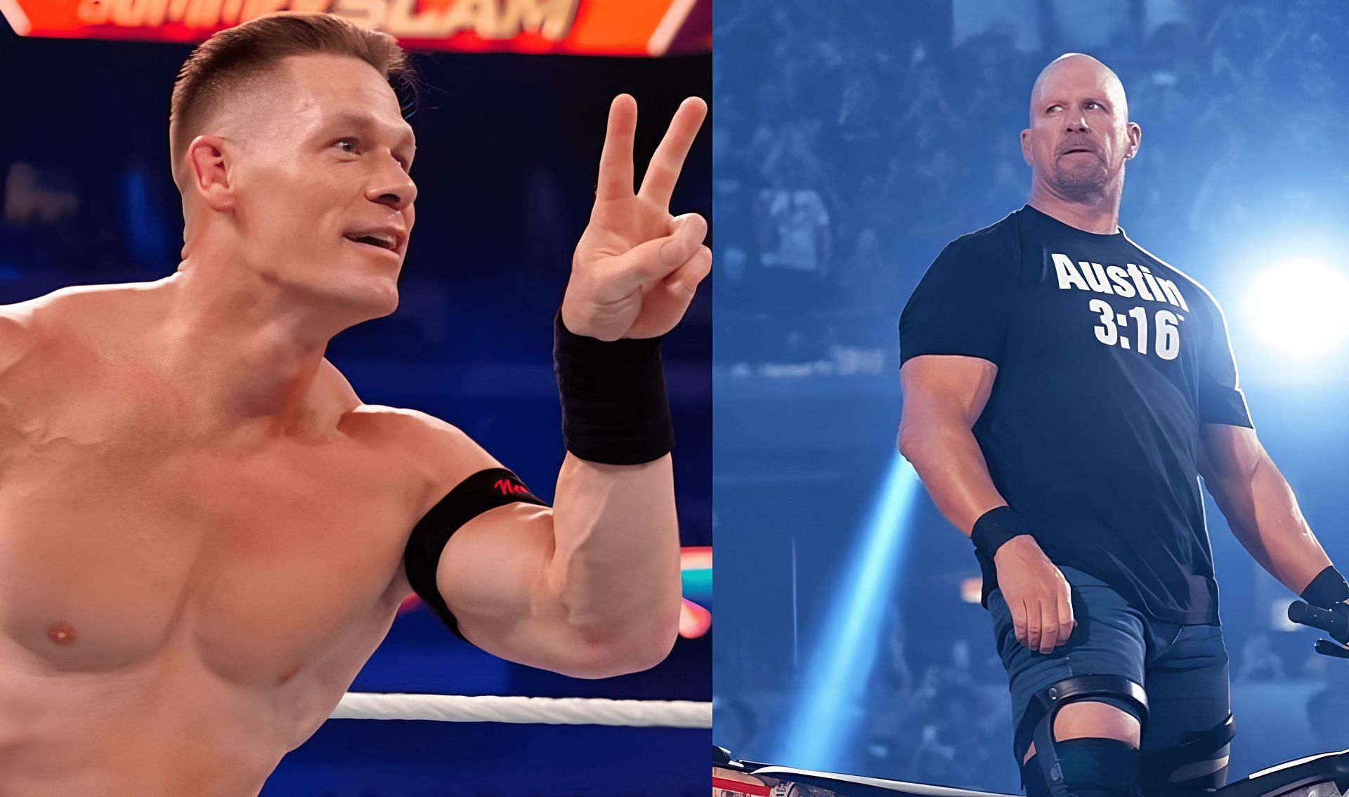 John Cena (left) and &quot;Stone Cold&quot; Steve Austin (right)   