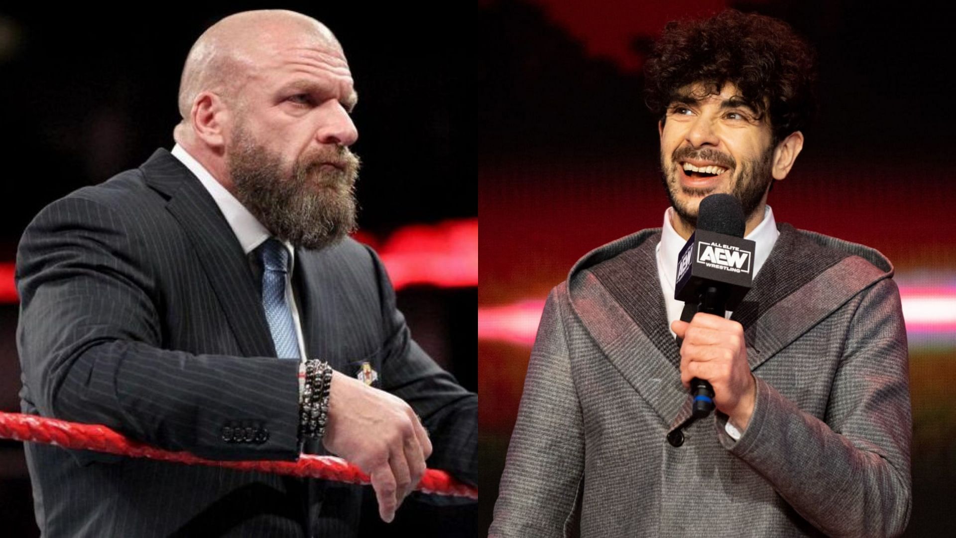 WWE Chief Content Officer Triple H (left) and AEW co-owner Tony Khan (right)