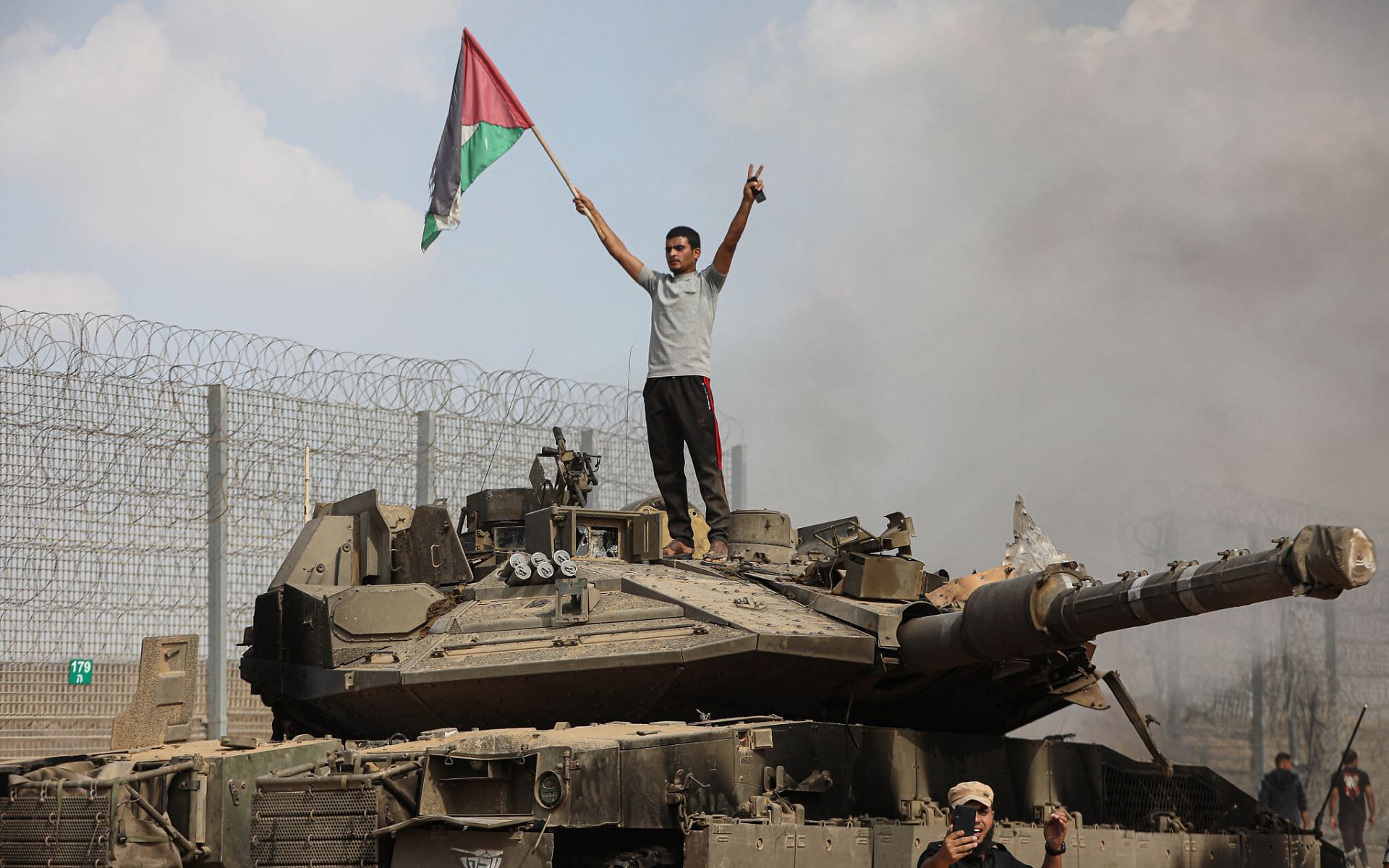 Hamas resistance fighters broke through the Gaza fence on October 7th. (via Flash90)