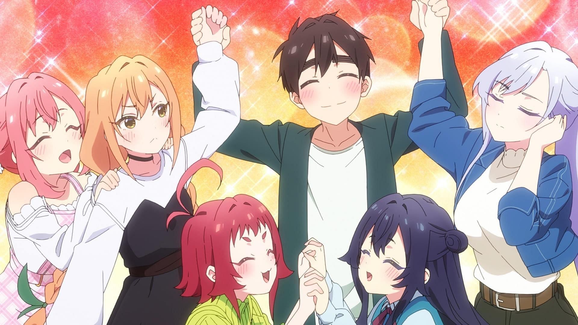 Rentaro and his girlfriends, as seen in the anime (Image via Bibury Animation Studios)