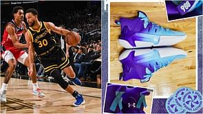 Steph Curry warms up in Kelsey Plum's Breakthru 4 Mental Health Awareness PEs ahead of Warriors-Blazers