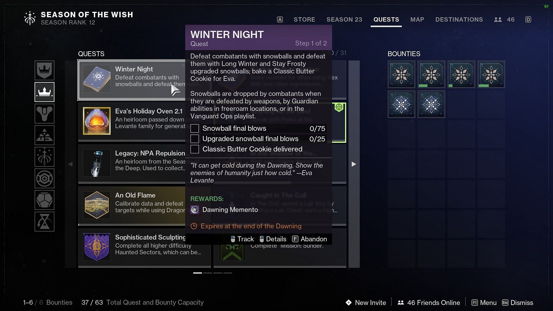 Winter Night quest in Destiny 2 (Image via Bungie)
