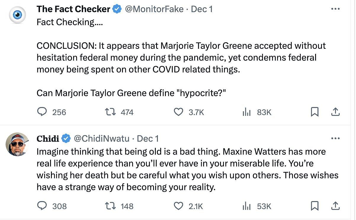 Social media users lashed out at Greene as she called Representative Maxine Waters 