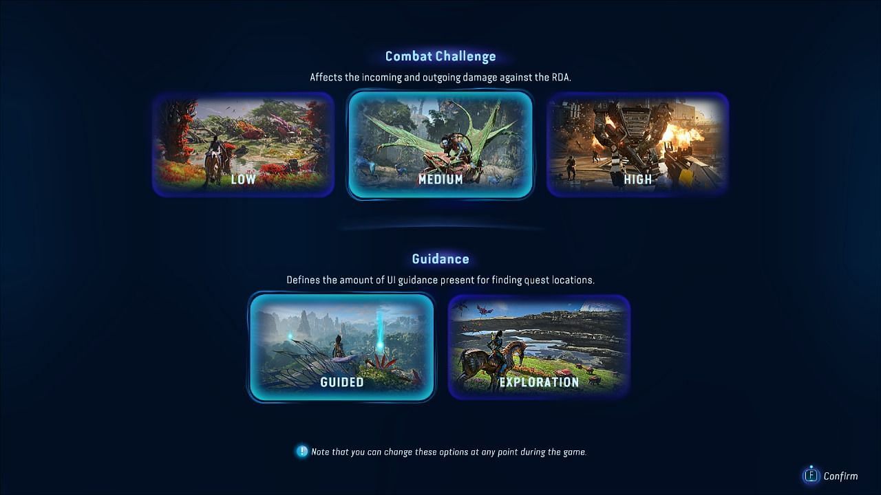 The difficulty settings option in the game (Image via Ubisoft)