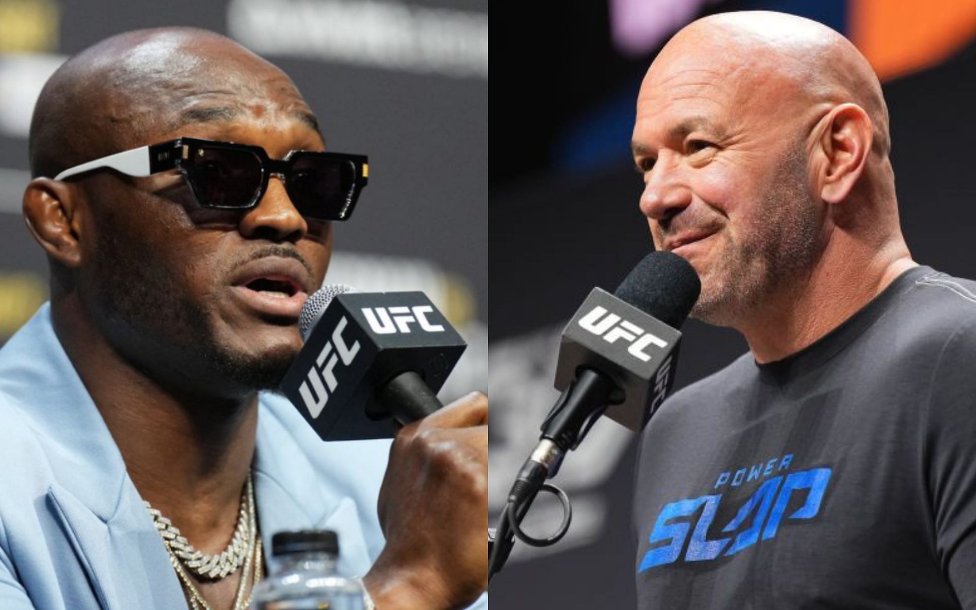 Kamaru Usman (left) and Dana White (right). (via Getty Images)