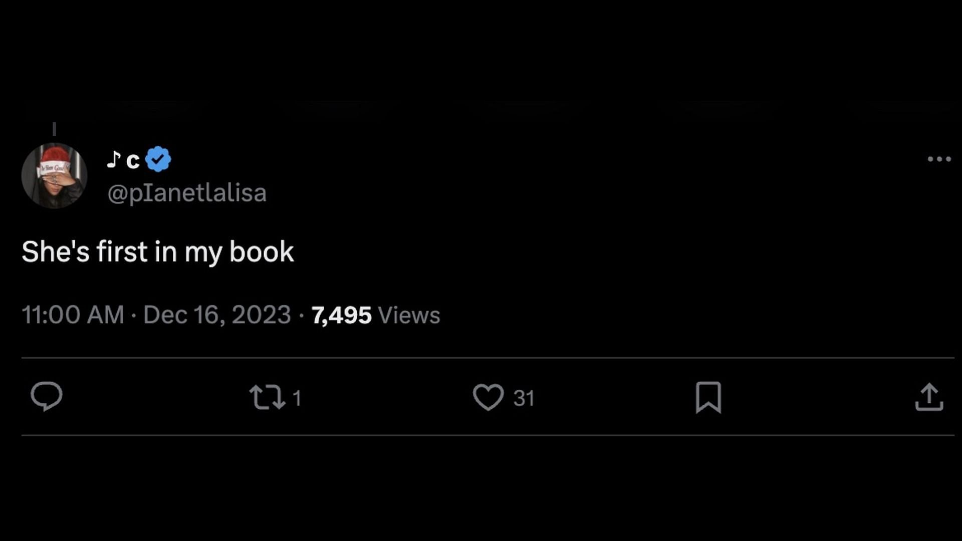 Fan reacts to the artist ranking on Billboard&#039;s list. (Image via X/@pIanetlalisa)