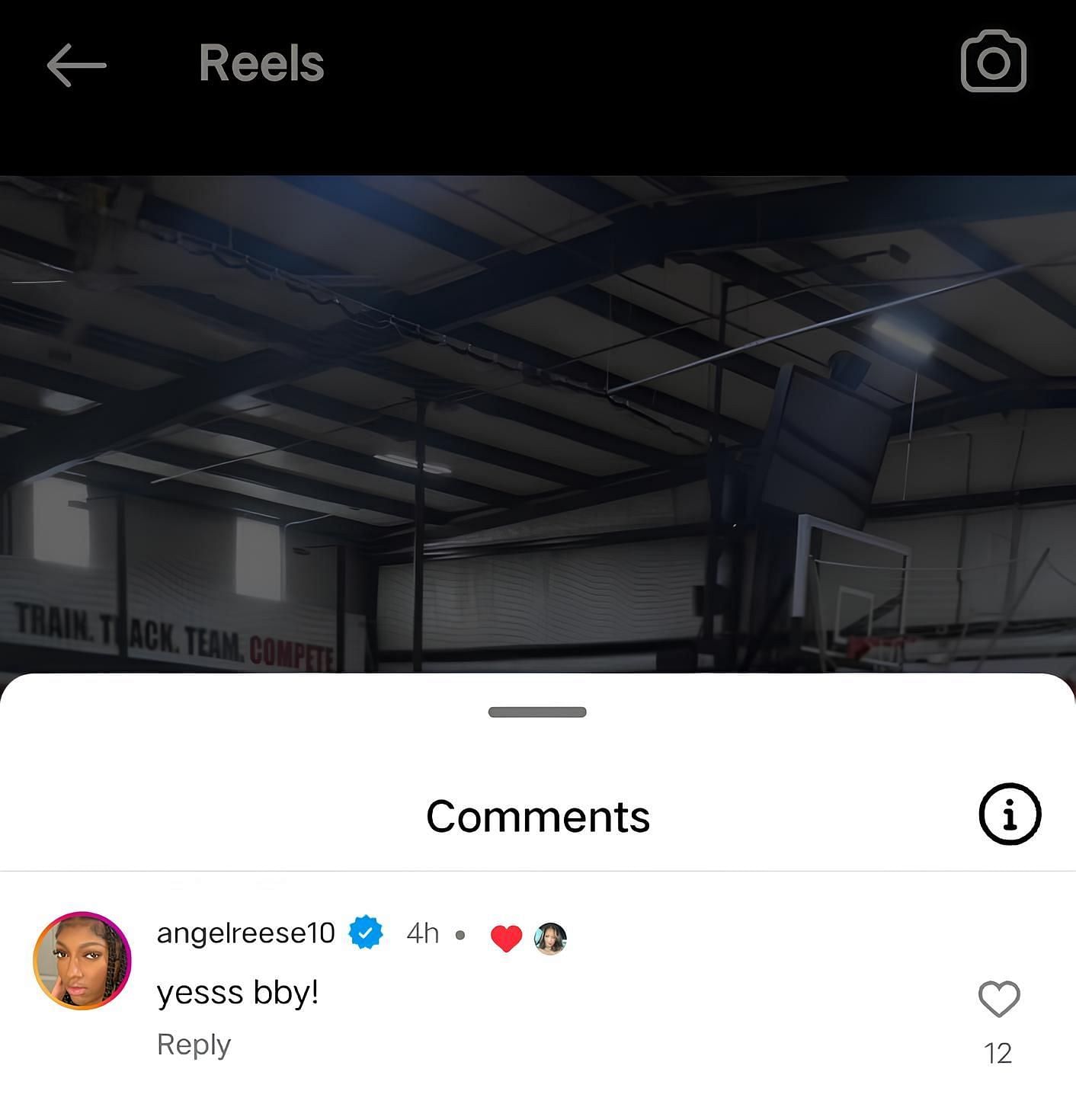 Angel Reese commented on the Instagram reel (via @angerlreese10)