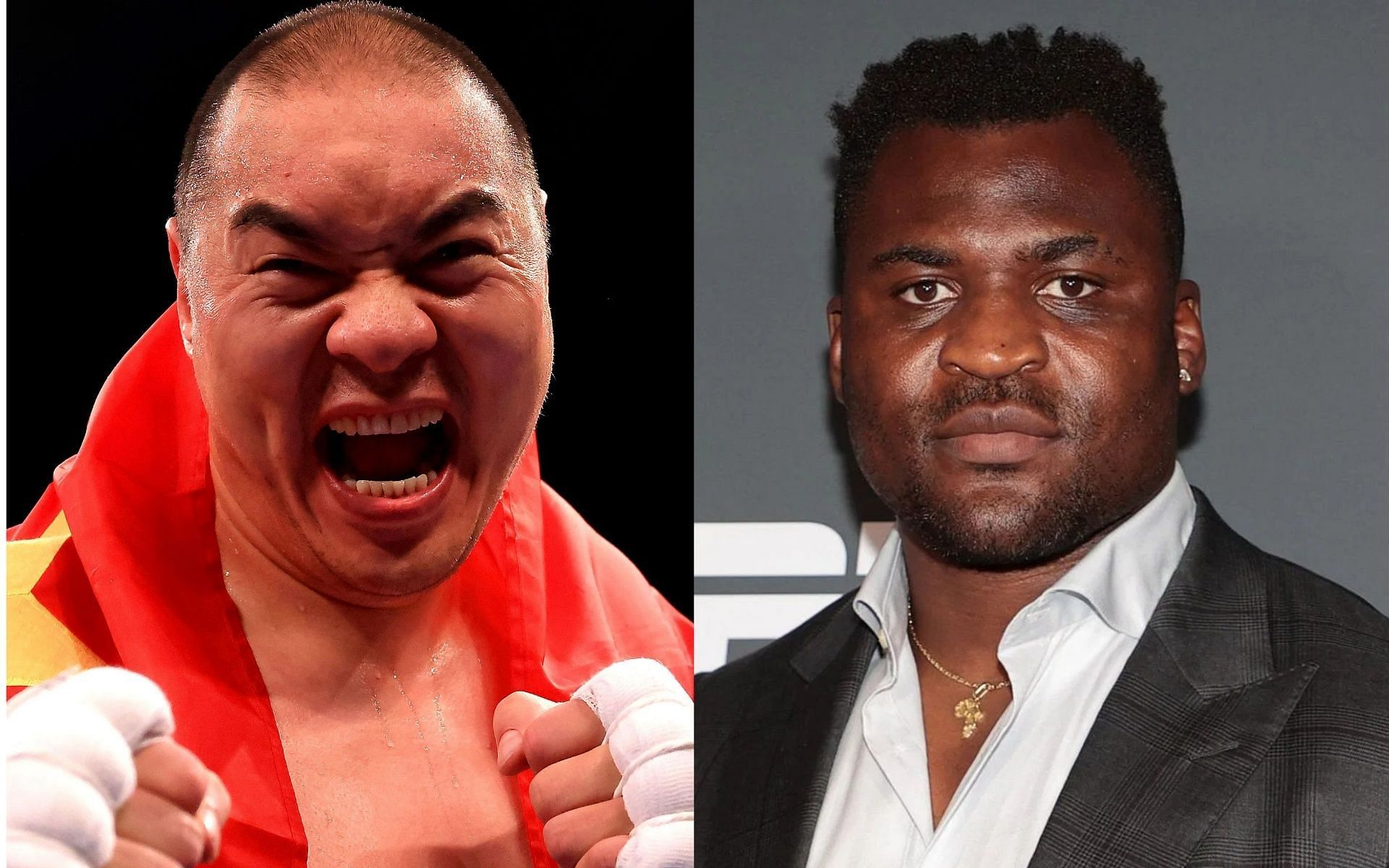 Zhilei Zhang (L), and Francis Ngannou (R).