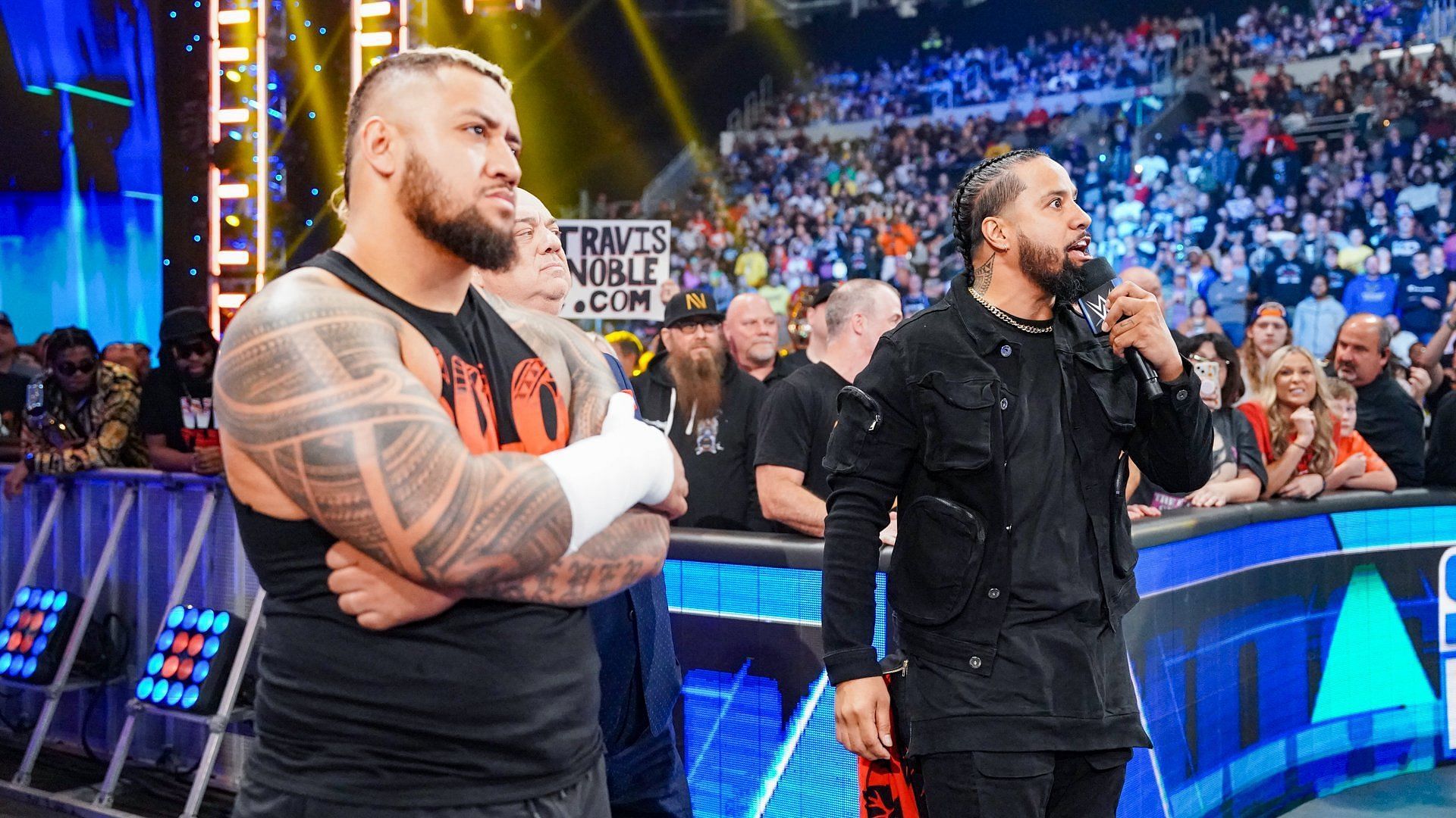 Solo Sikoa and Jimmy Uso on SmackDown.