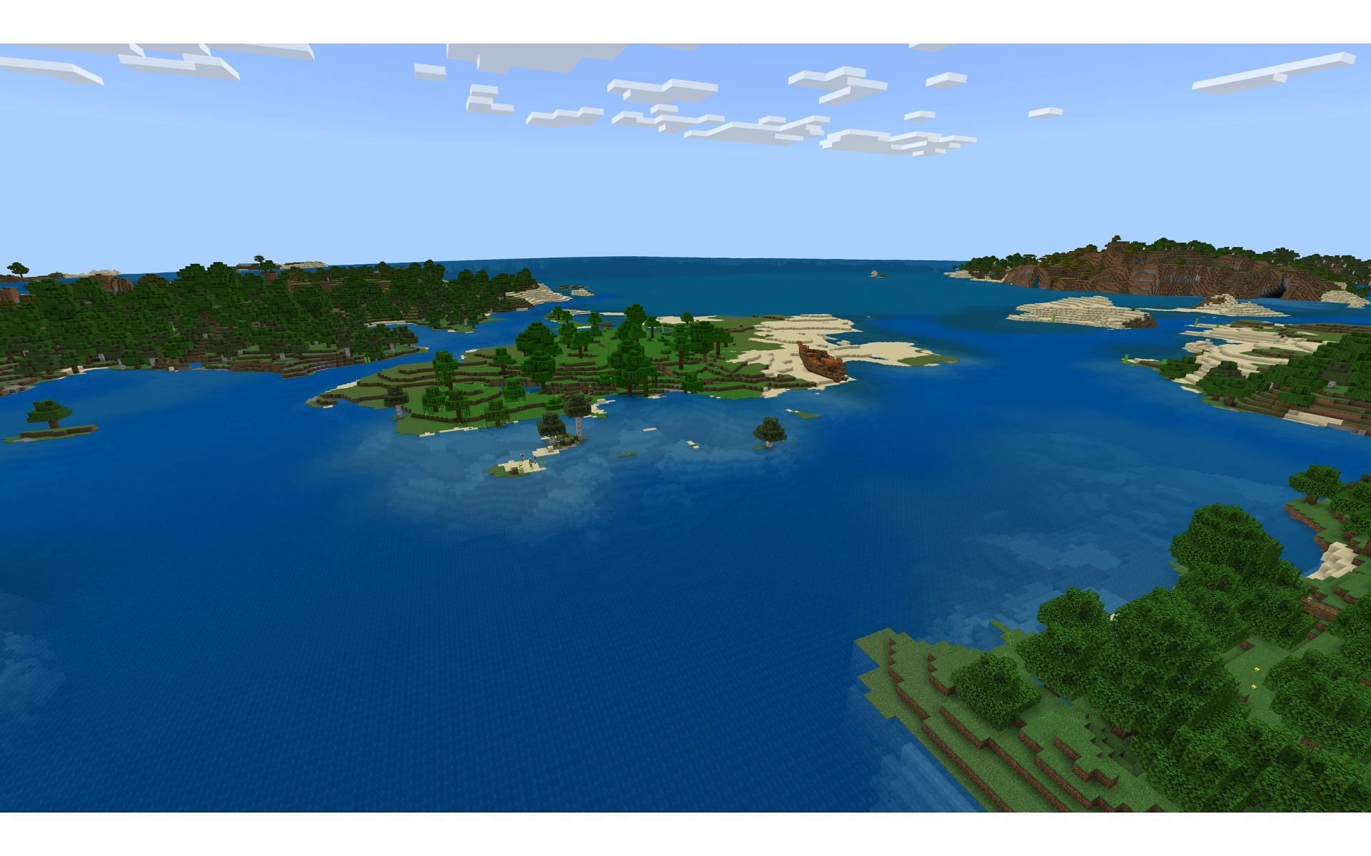 Explore these islands that are covered in shipwrecks and find buried treasure (Image via Mojang)