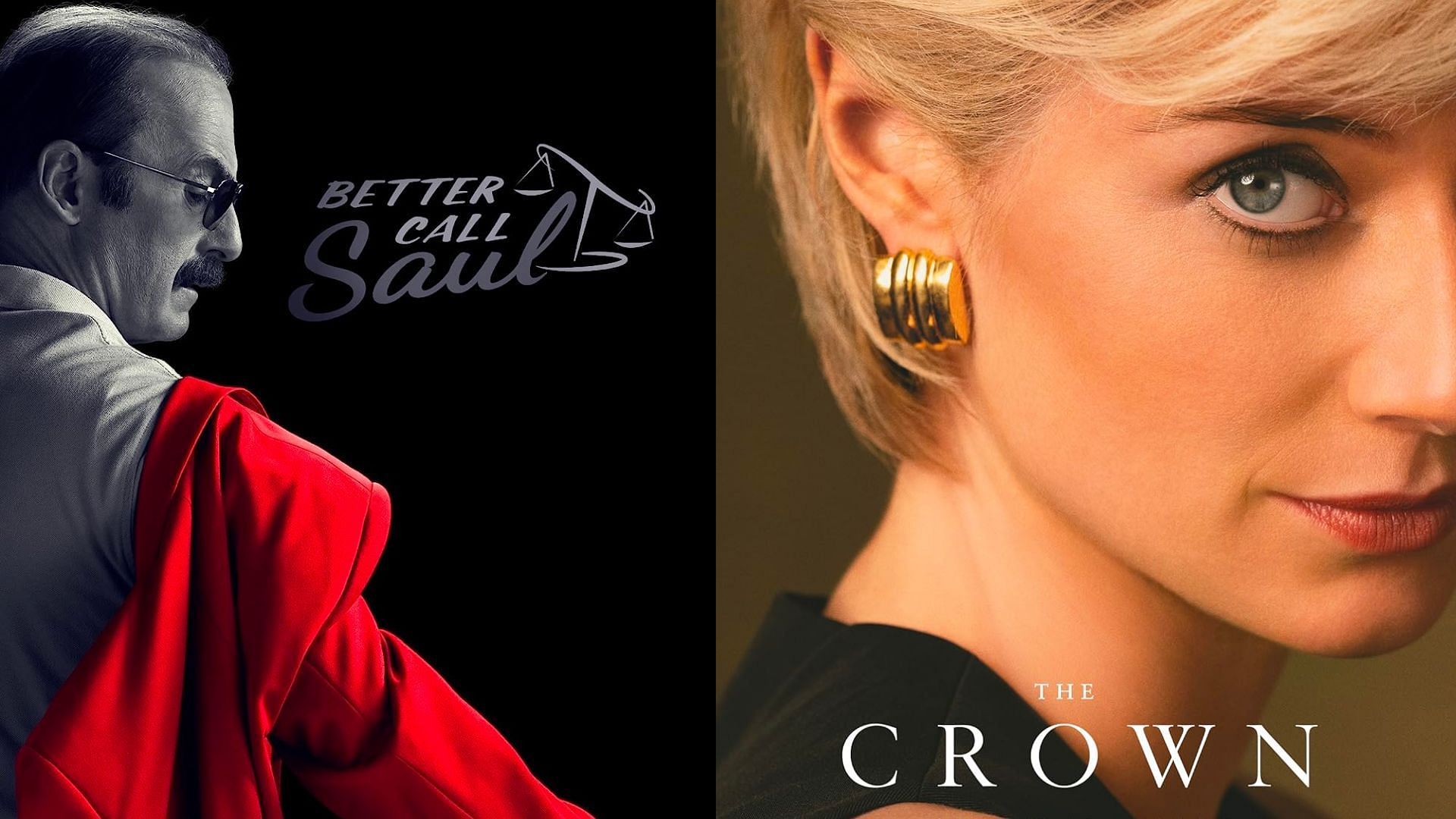 Shows like (L) Better Call Saul and (R) The Crown are in the running (Image via IMDb)