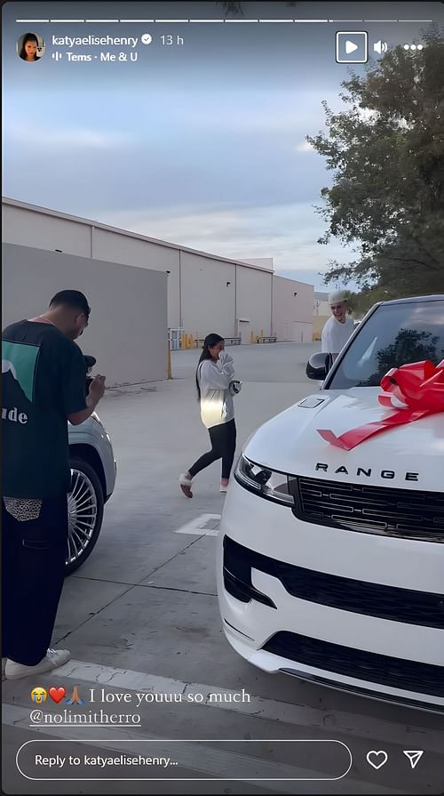 Tyler Herro surprised Katya Elise Henry with a Range Rover Sport