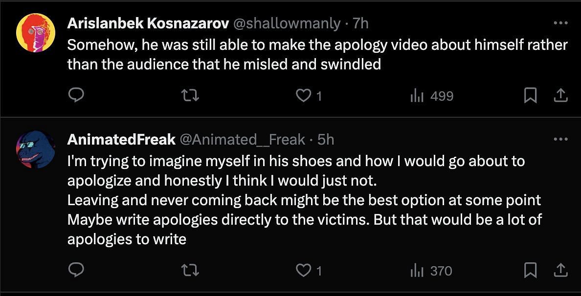 Netizens slammed the YouTuber after he issued an apology amidst the plagiarism accusations. (Image via @ppPepoComfy/X)