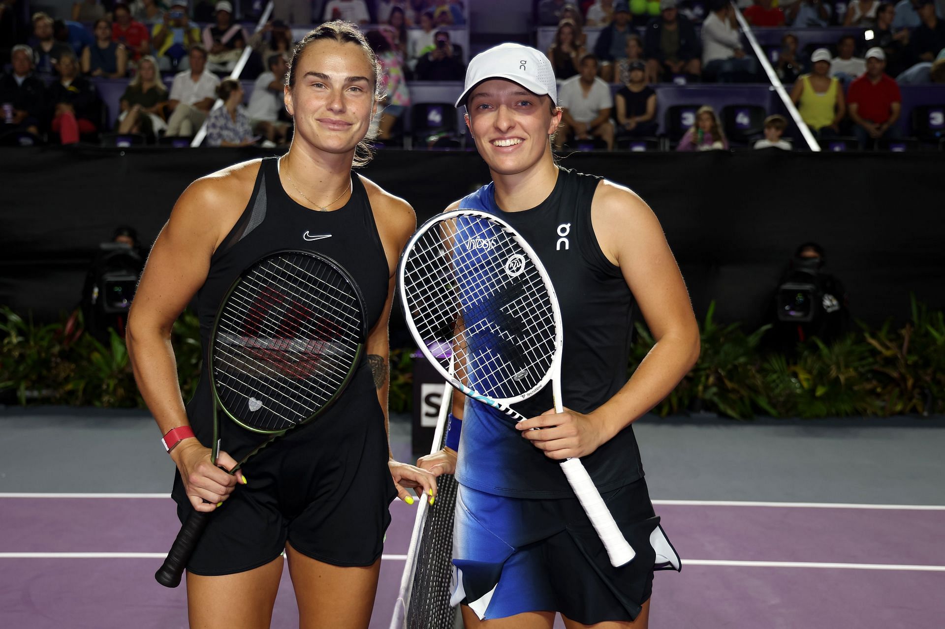Aryna Sabalenka and Iga Swiatek at the 2023 WTA Finals.