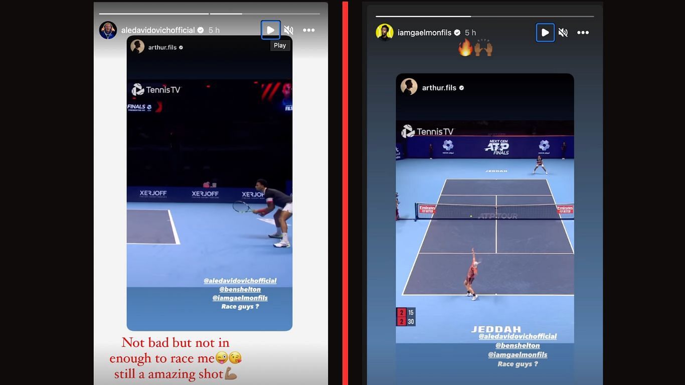 Screengrab from Davidovich Fokina&#039;s Instagram(left) and Gael Monfils&#039; Instagram(right)
