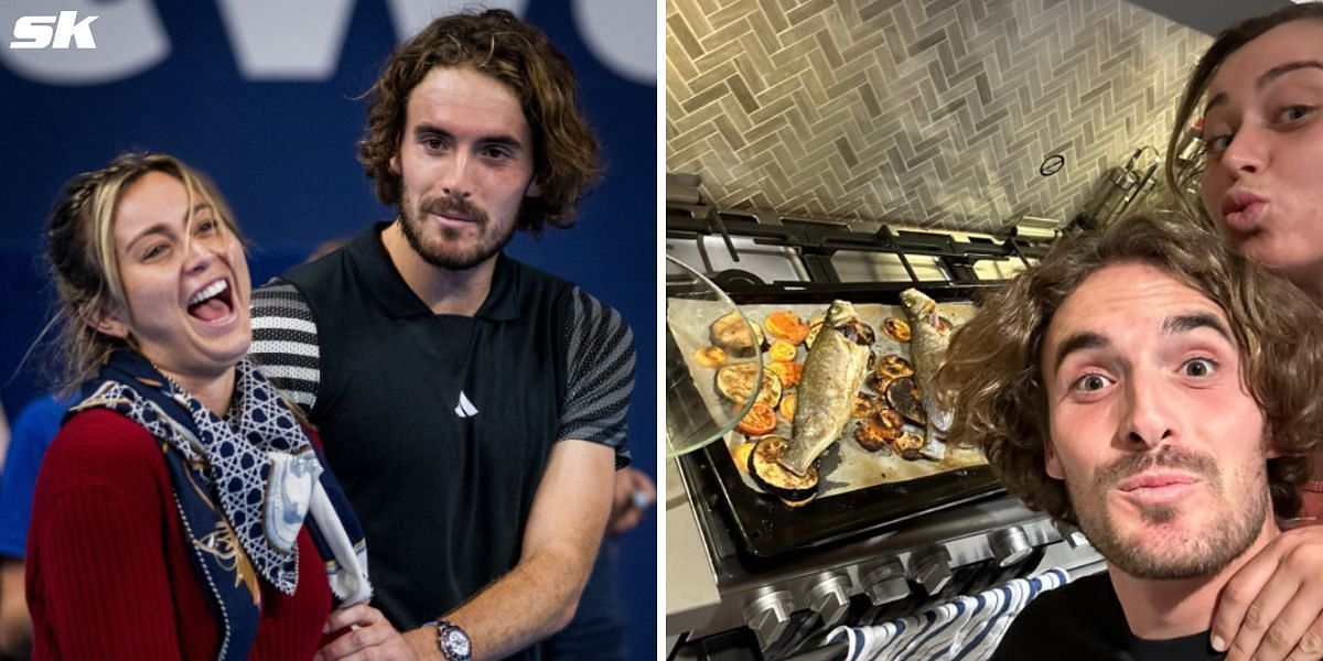 Paula Badosa and Stefanos Tsitsipas prepare food (R)