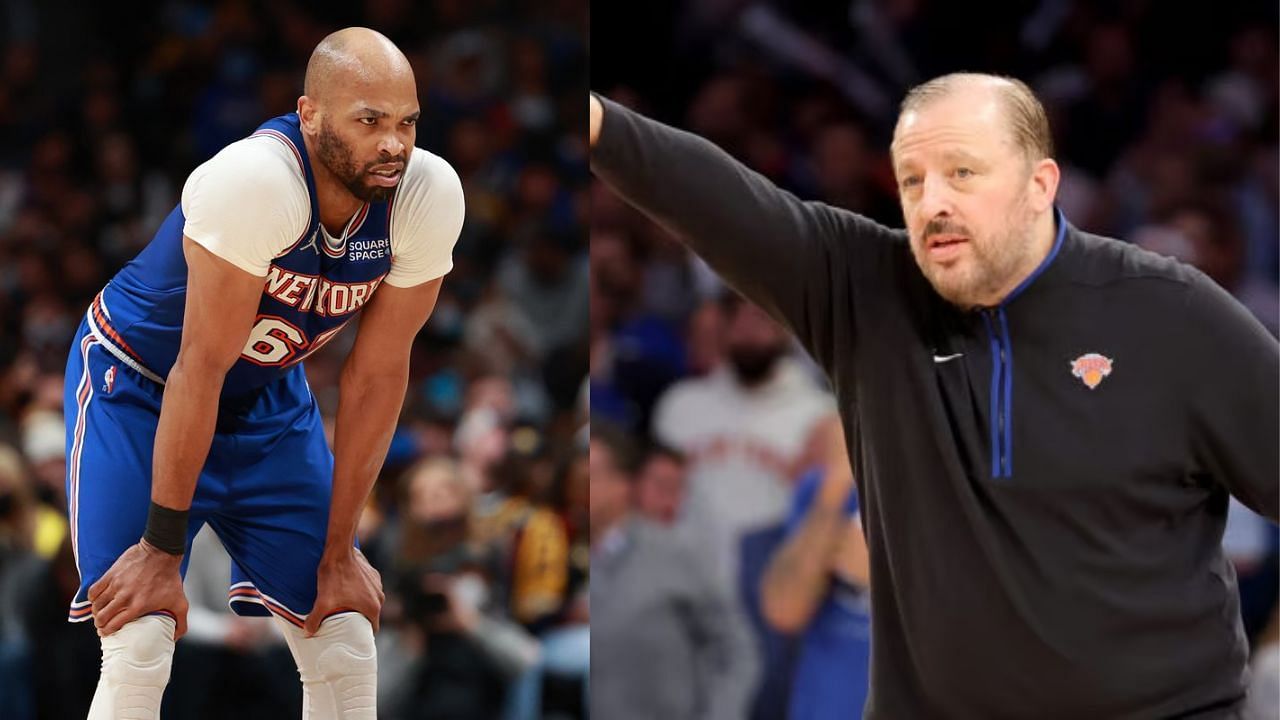 Newly-signed center Taj Gibson asked his coach Tom Thibodeau to take him out for a breather in the second quarter of the game between the New York Knicks and Brooklyn Nets. 