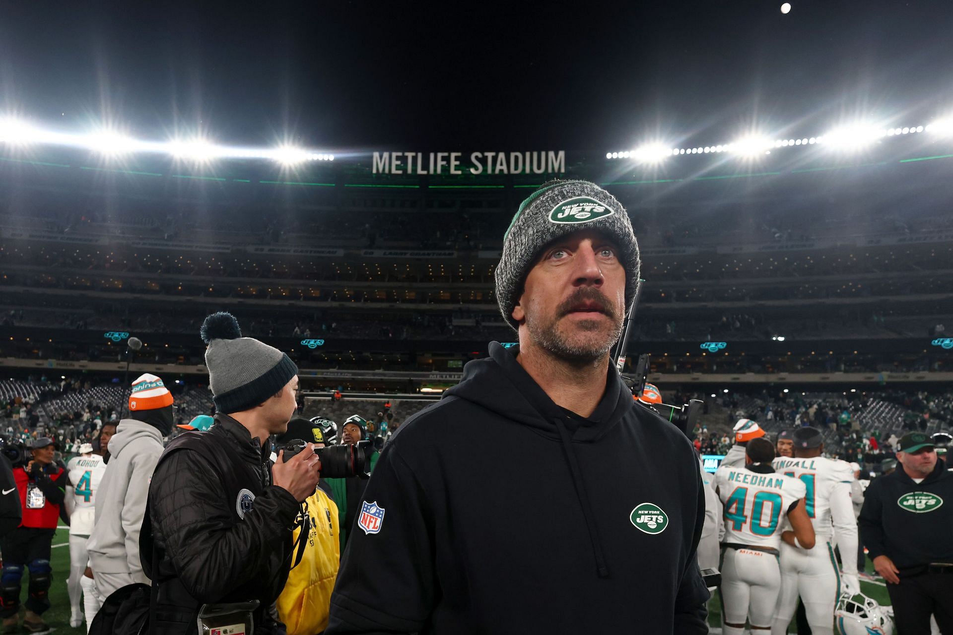 Aaron Rodgers during Miami Dolphins v New York Jets