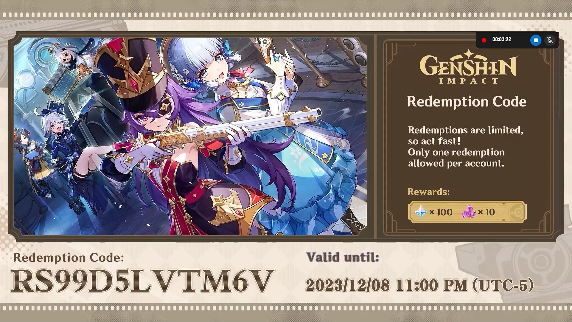 Livestream redeem codes : r/Genshin_Impact