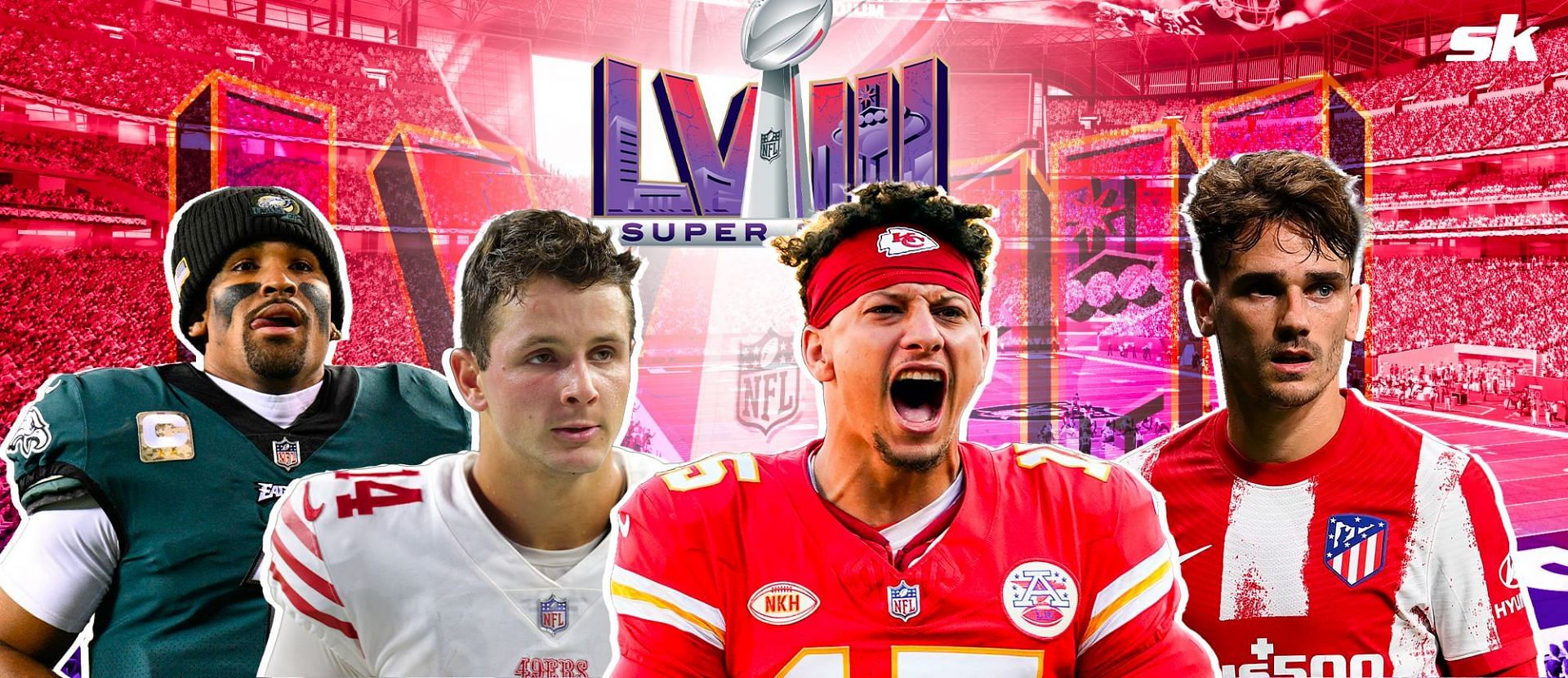 Antoine Griezzman makes bold prediction on Super Bowl race between Patrick Mahomes, Brock Purdy, Jalen Hurts and more