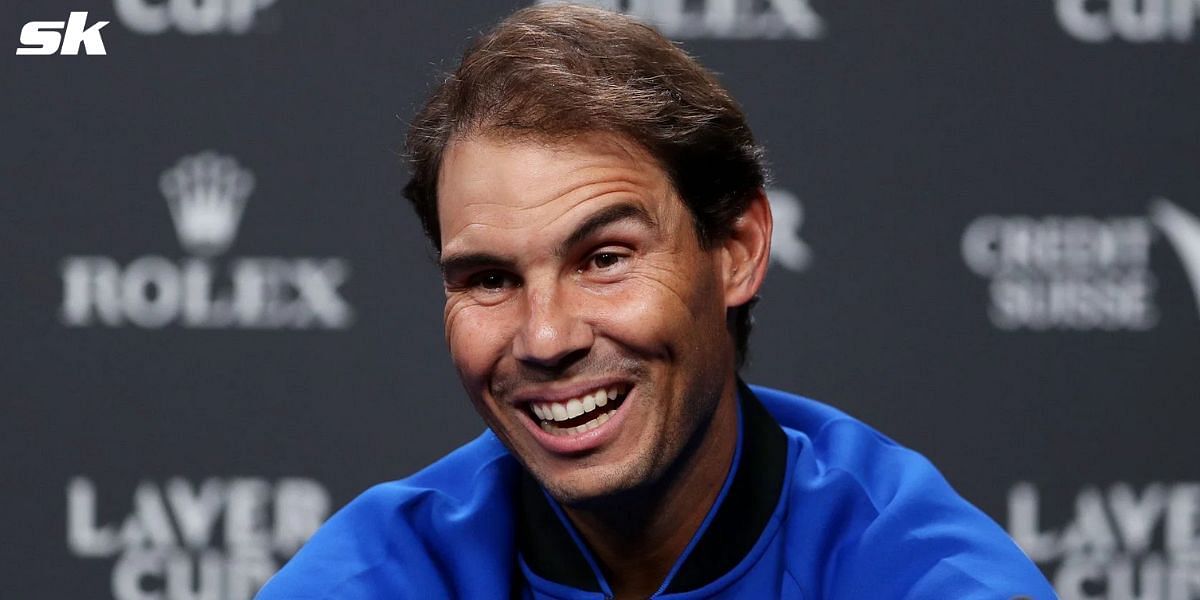 Rafael Nadal addresses a press conference.