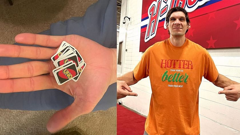 Boban Marjanovic image holding deck of Uno cards sends internet