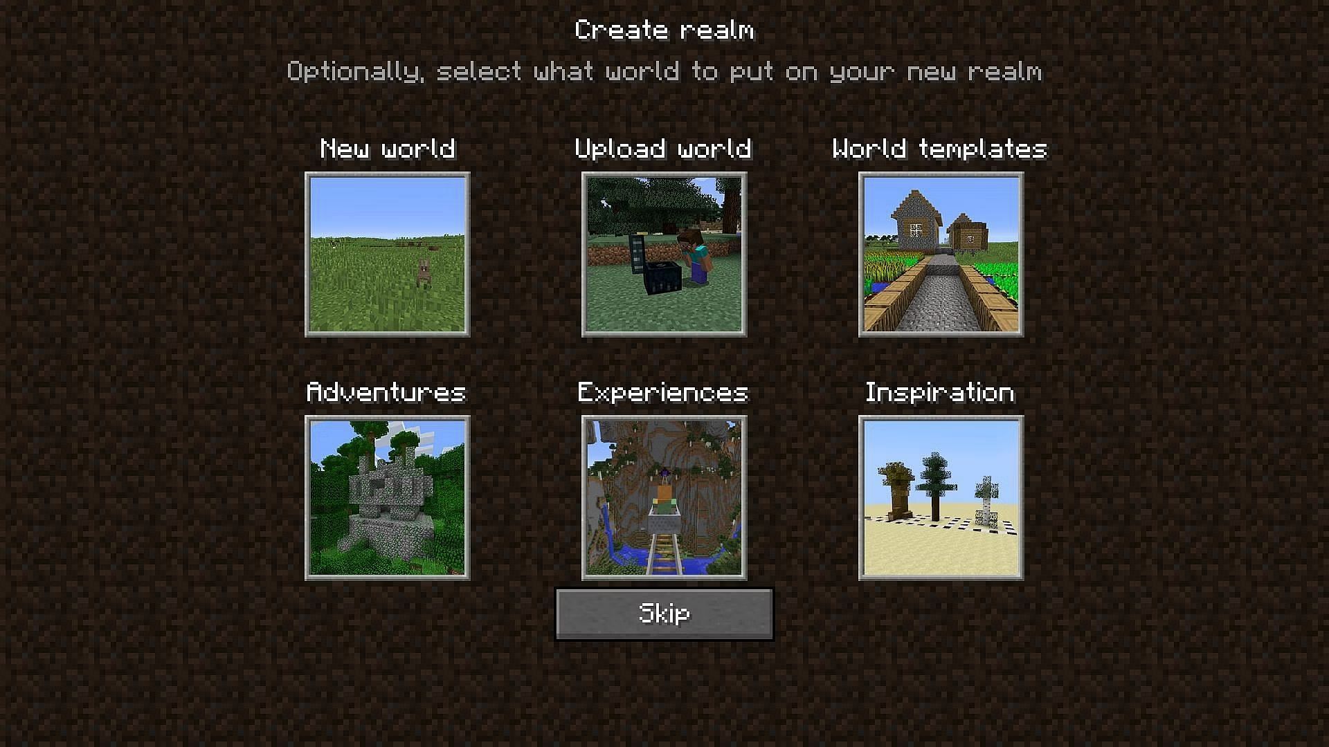 Minecraft Realms permet aux joueurs de créer différents mondes pour jouer avec les autres (Image via Mojang)