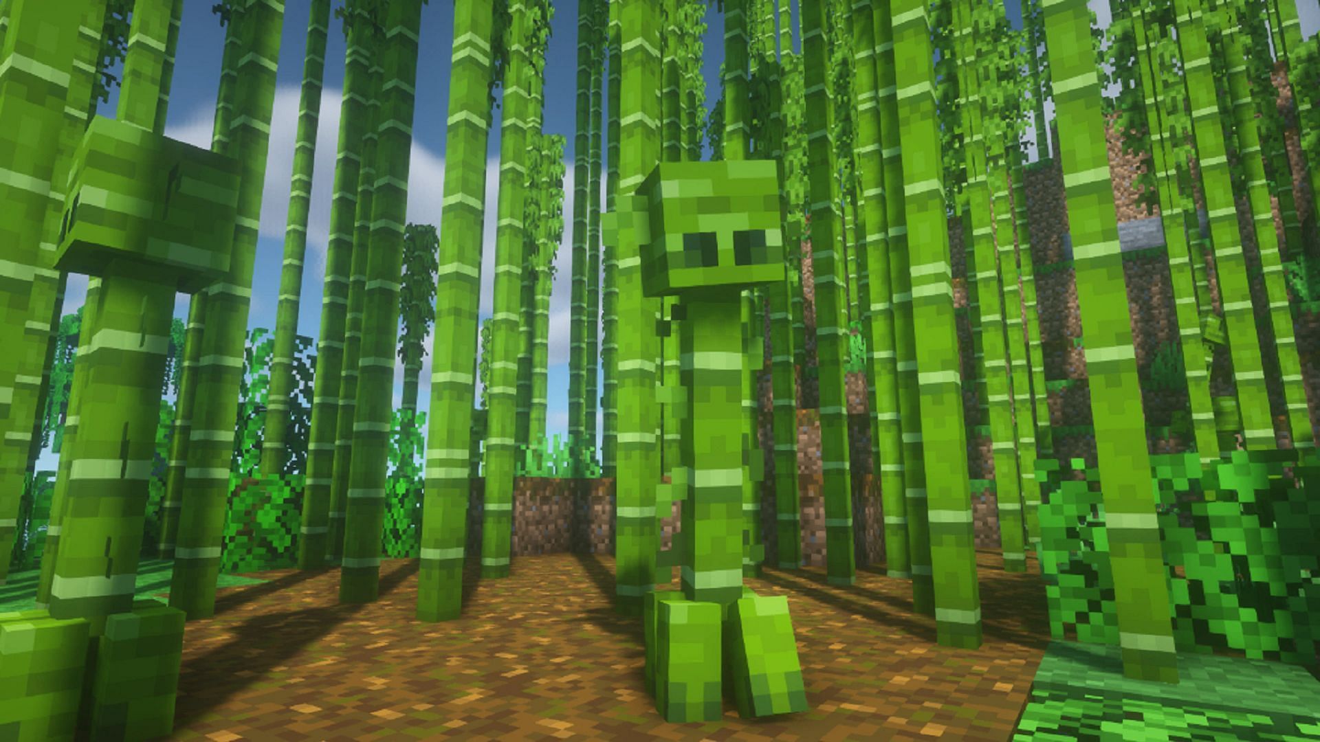 A bamboo creeper in the Creeper Overhaul Minecraft mod (Image via Joo5h/Modrinth)