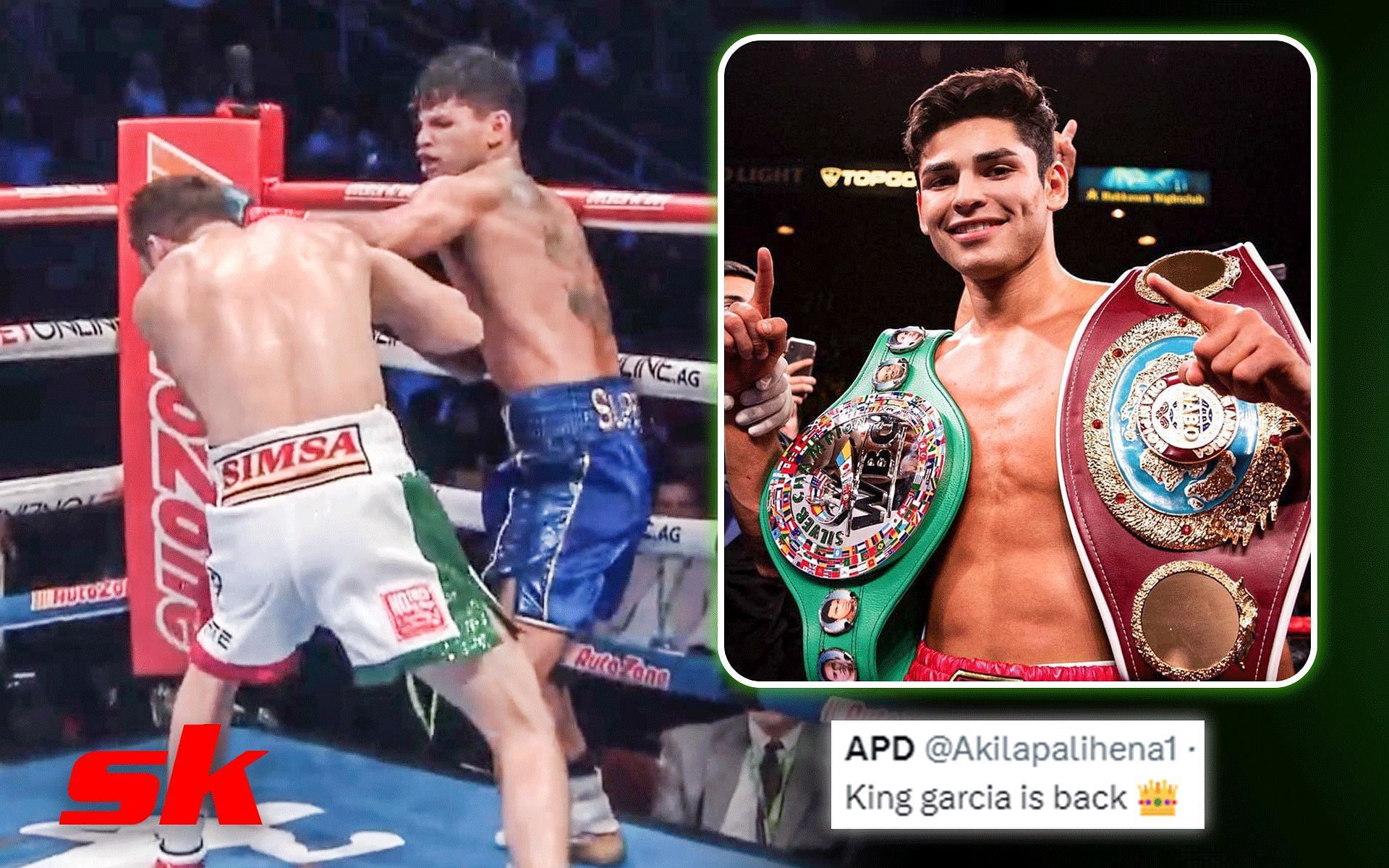 Ryan Garcia (Right) during the knockout sequence (Left) (Images courtesy: @NNNANOO 