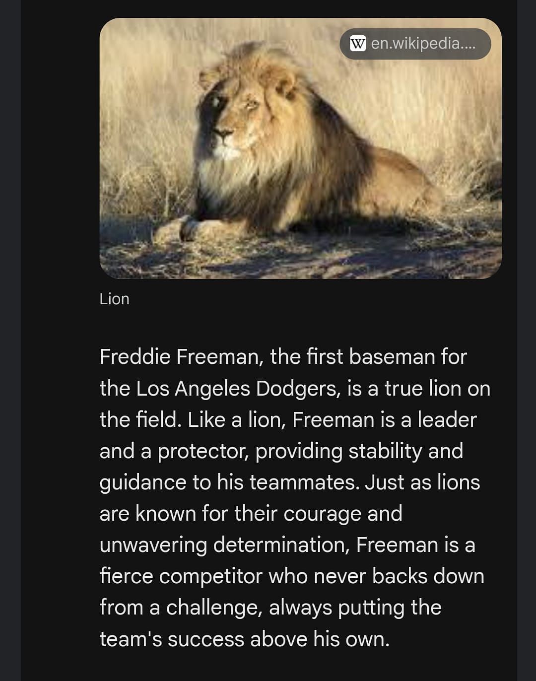 Bard AI on Freddie Freeman