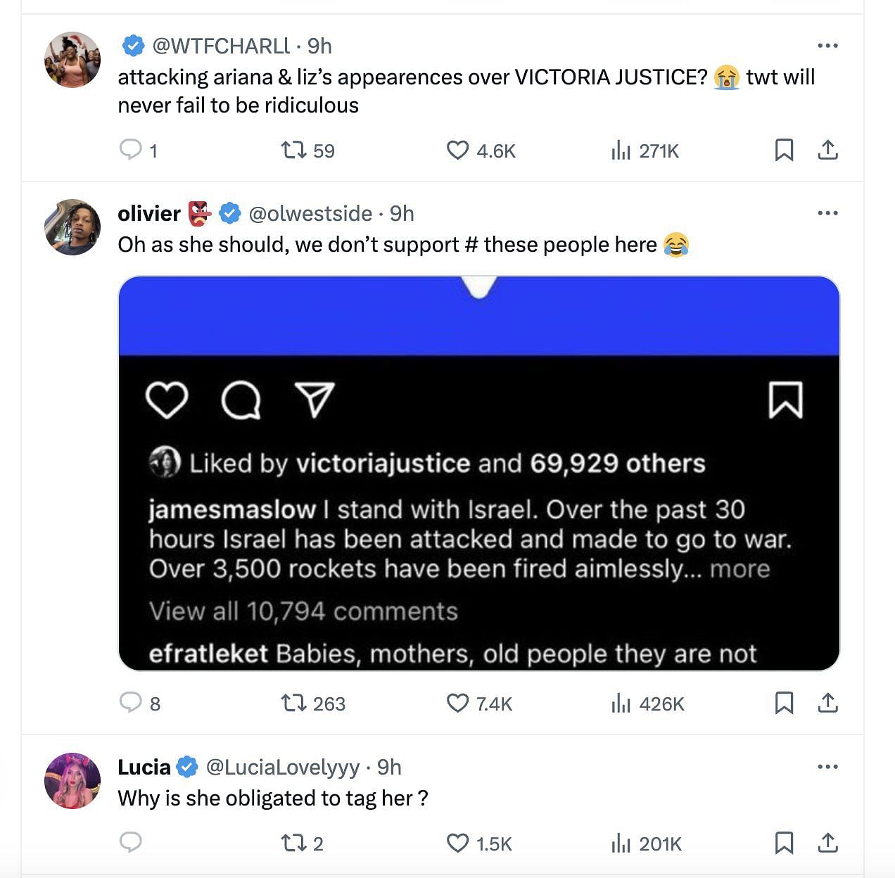 Heated debate sparks on social media after Liz Gillies uploaded an Instagram story watching Victorious, without tagging Justice. (Image via @PopCrave/ Twitter)