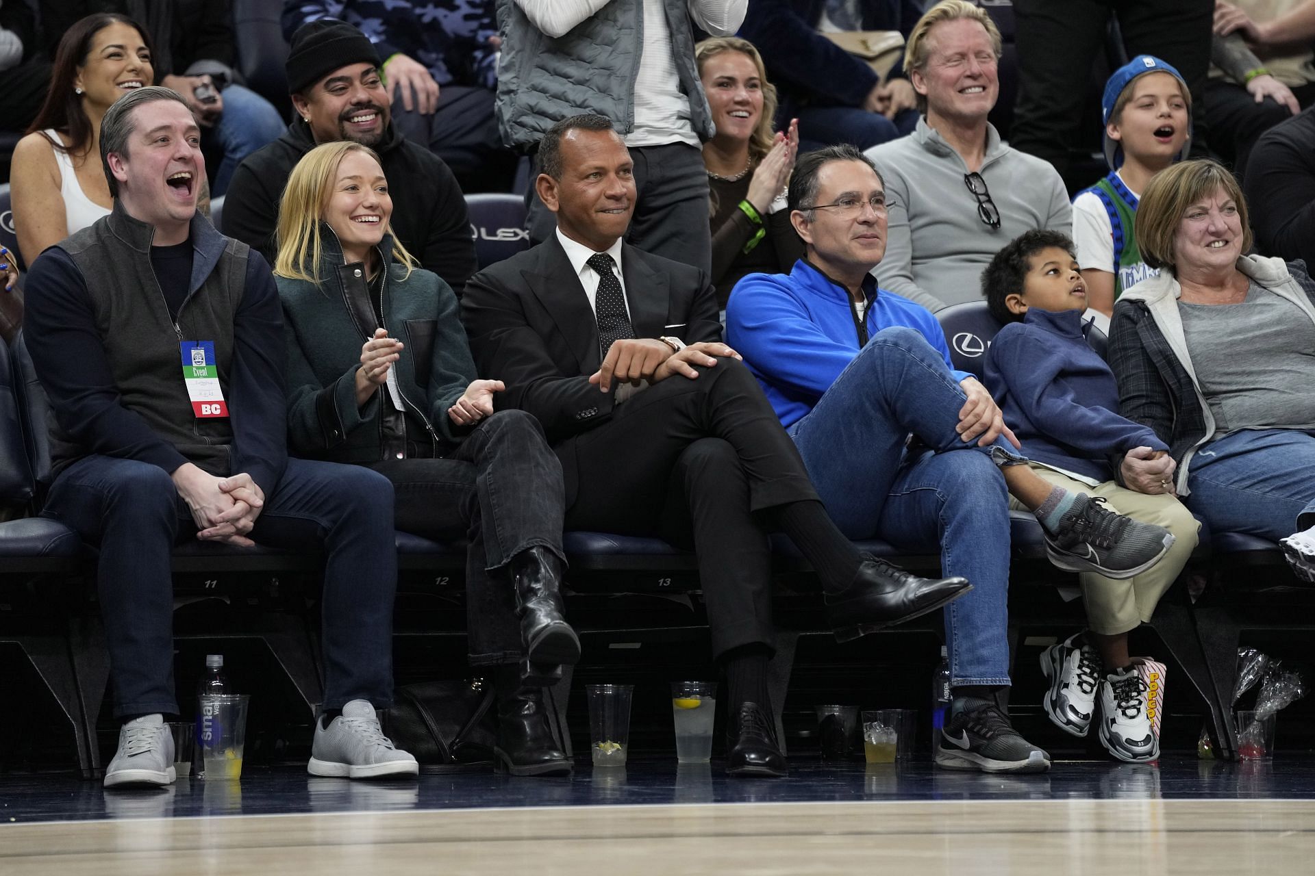 Alex Rodriguez sideline watching a Timberwolves game