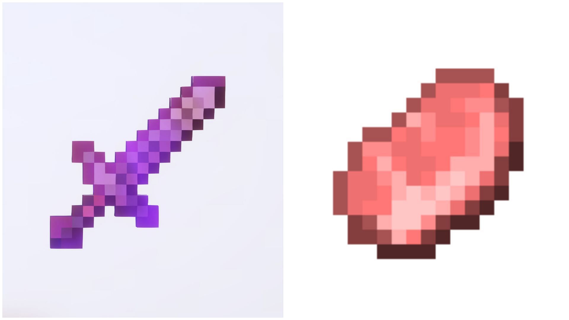 Minecraft Redditor experiences hilarious glitch where their sword coverts into raw porkchop (Image via Mojang)