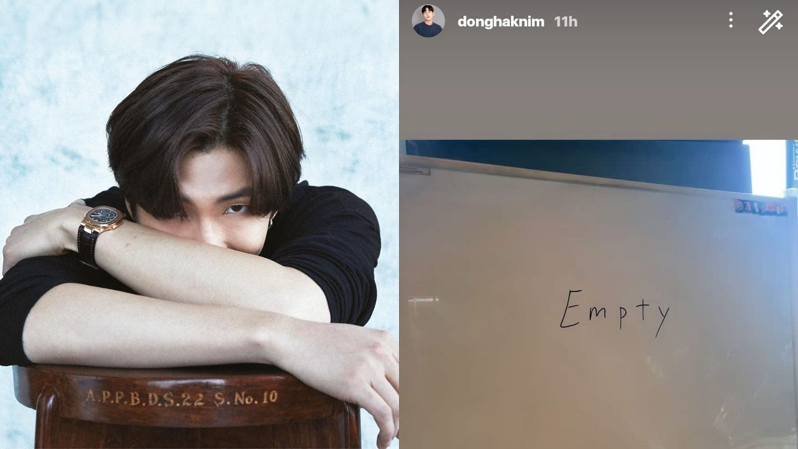 HYBE staff member&rsquo;s Instagram post of BTS&rsquo; Namjoon&rsquo;s gym board with an &ldquo;Empty&rdquo; sign. (Images via X/@bts_bighit &amp; @prajaktabts7)