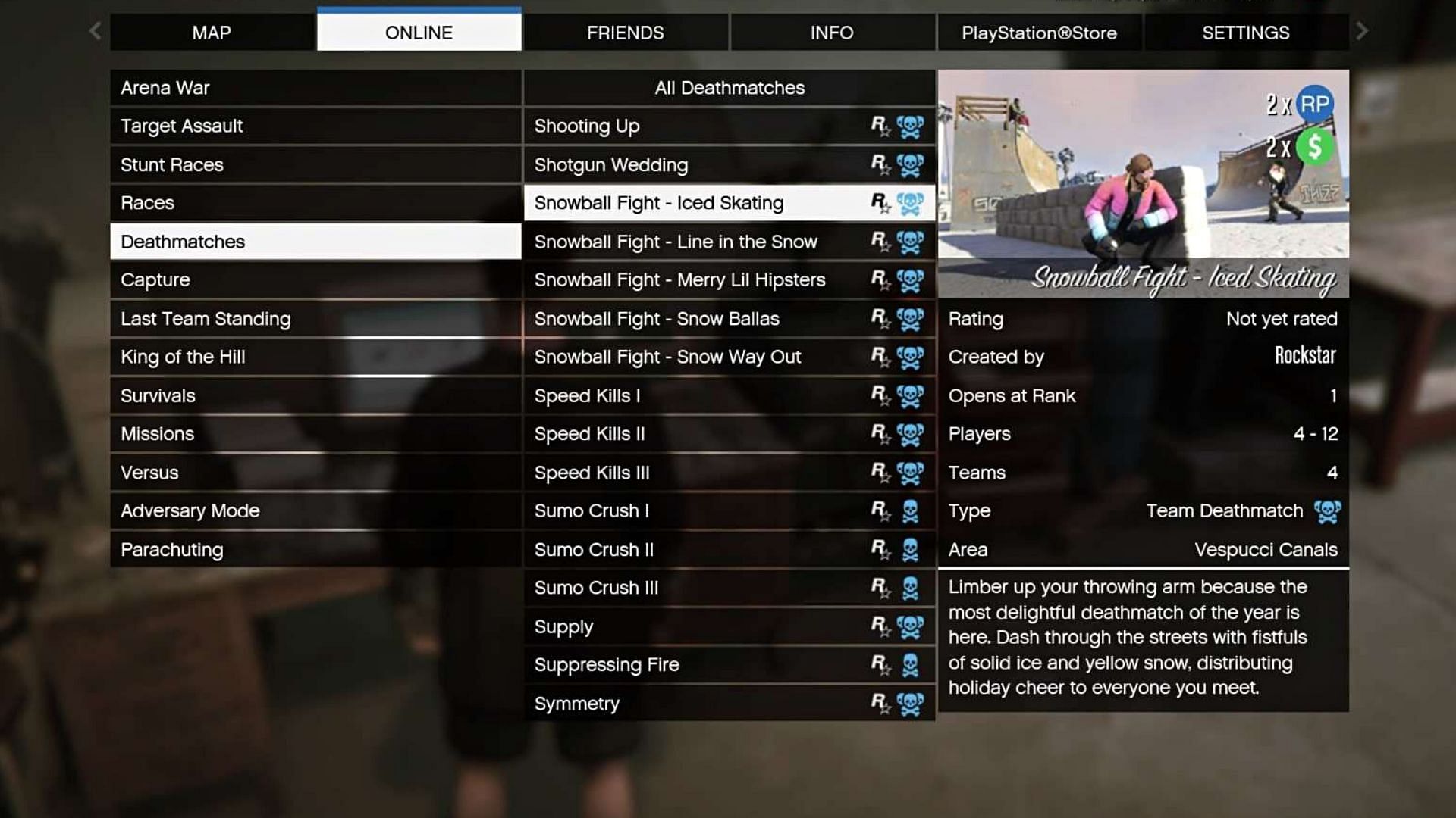 The Rockstar Created Deathmatch Playlist (Image via Rockstar Games)