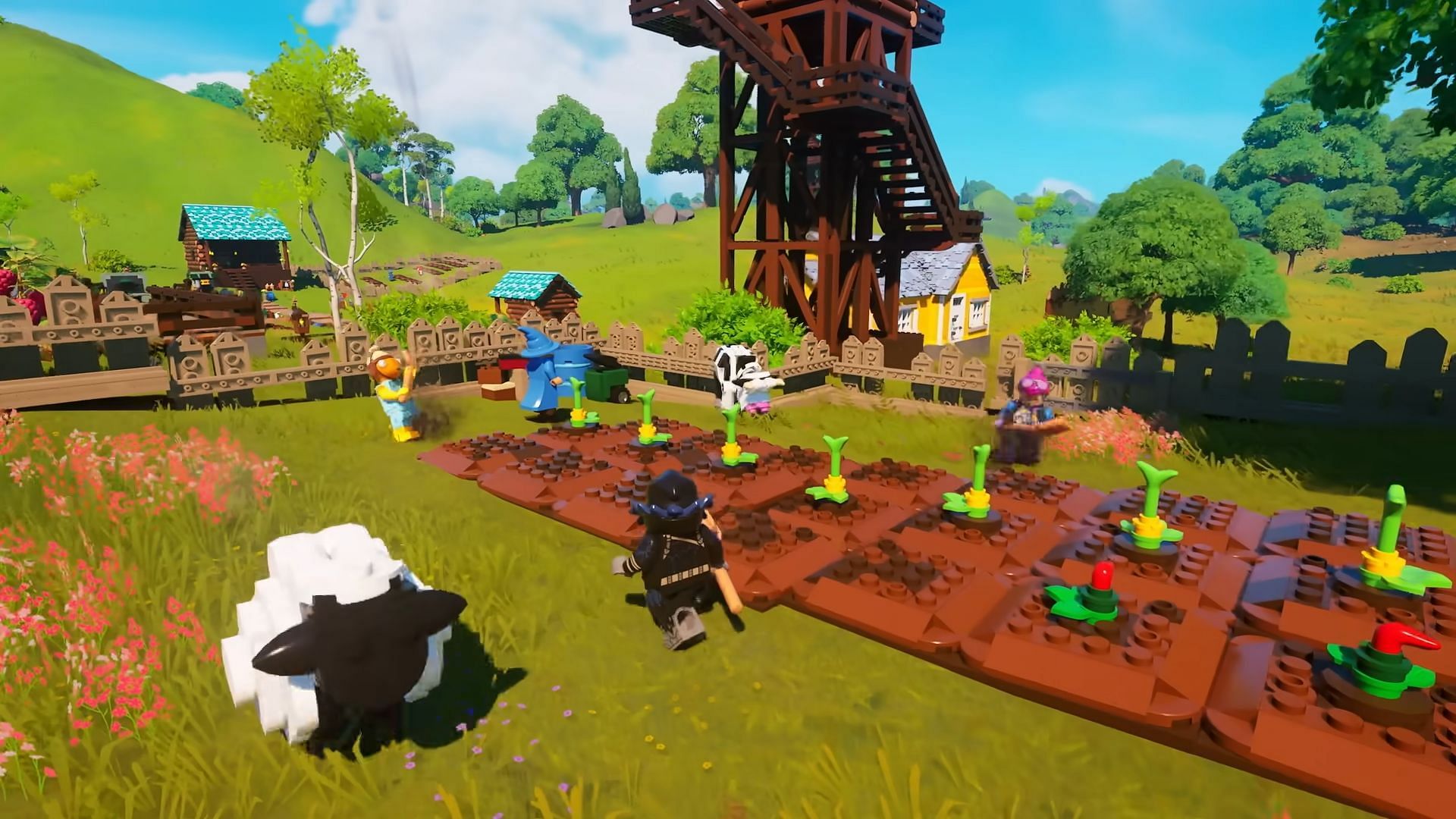 Villagers working in LEGO Fortnite